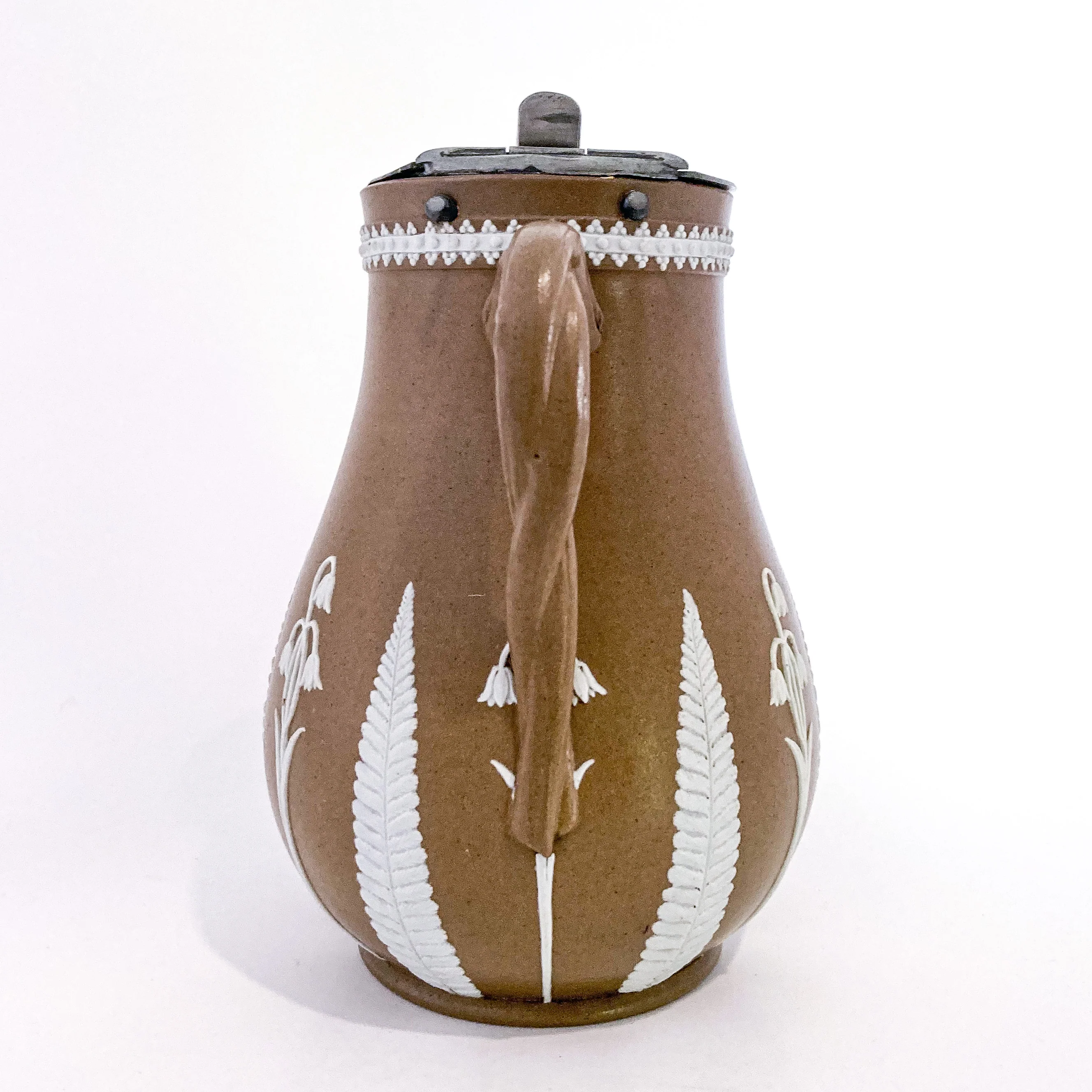 Antique 1850s Dudson Pottery English White Flora Tan Wedgwood Style Syrup Jug - Image 18