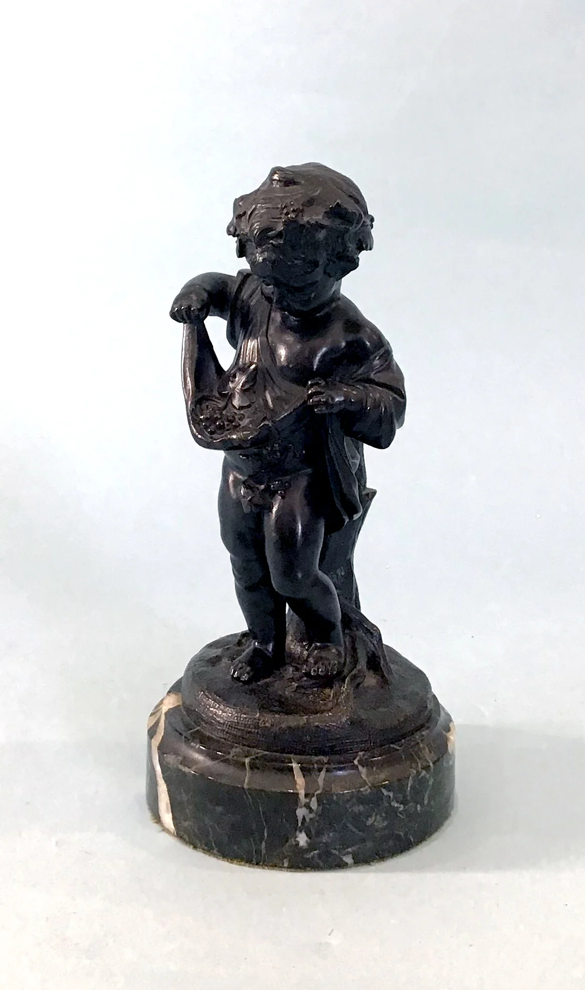 19th Century Pair of Bronze Neoclassical Child Figures on Marble After Etienne Falconnet - Image 3