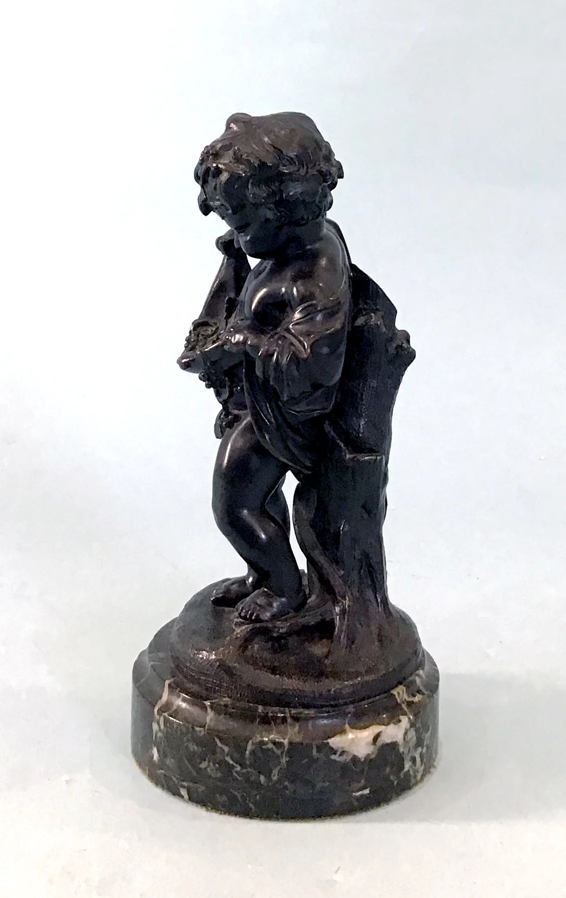 19th Century Pair of Bronze Neoclassical Child Figures on Marble After Etienne Falconnet - Image 4