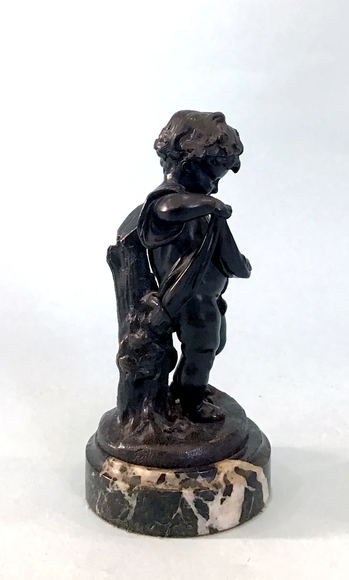 19th Century Pair of Bronze Neoclassical Child Figures on Marble After Etienne Falconnet - Image 5