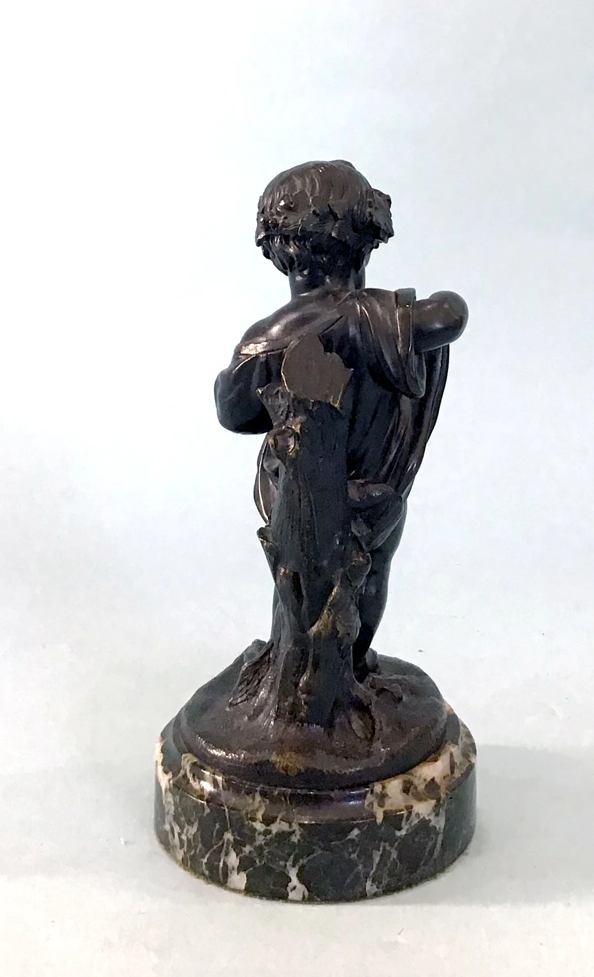 19th Century Pair of Bronze Neoclassical Child Figures on Marble After Etienne Falconnet - Image 6