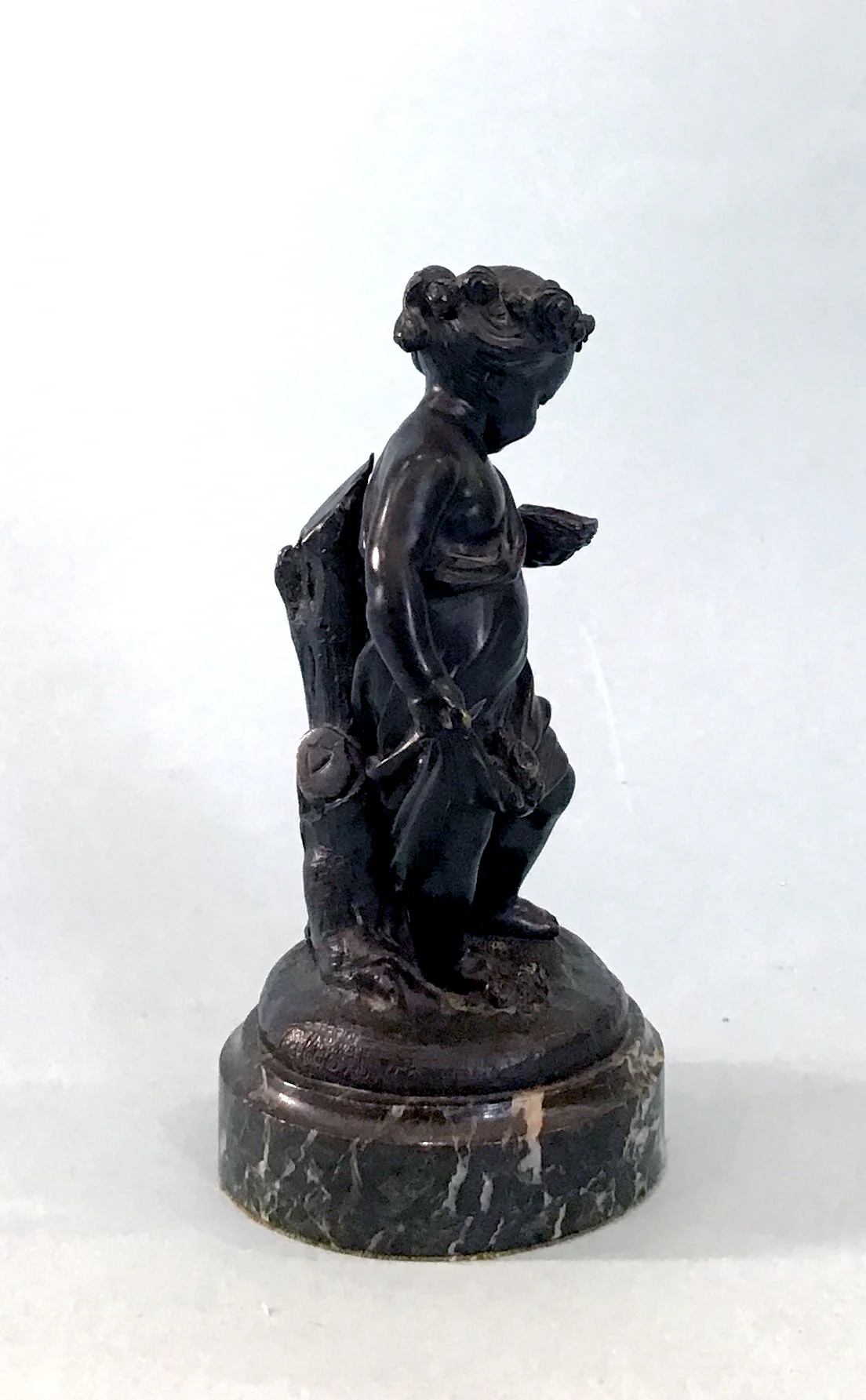 19th Century Pair of Bronze Neoclassical Child Figures on Marble After Etienne Falconnet - Image 8
