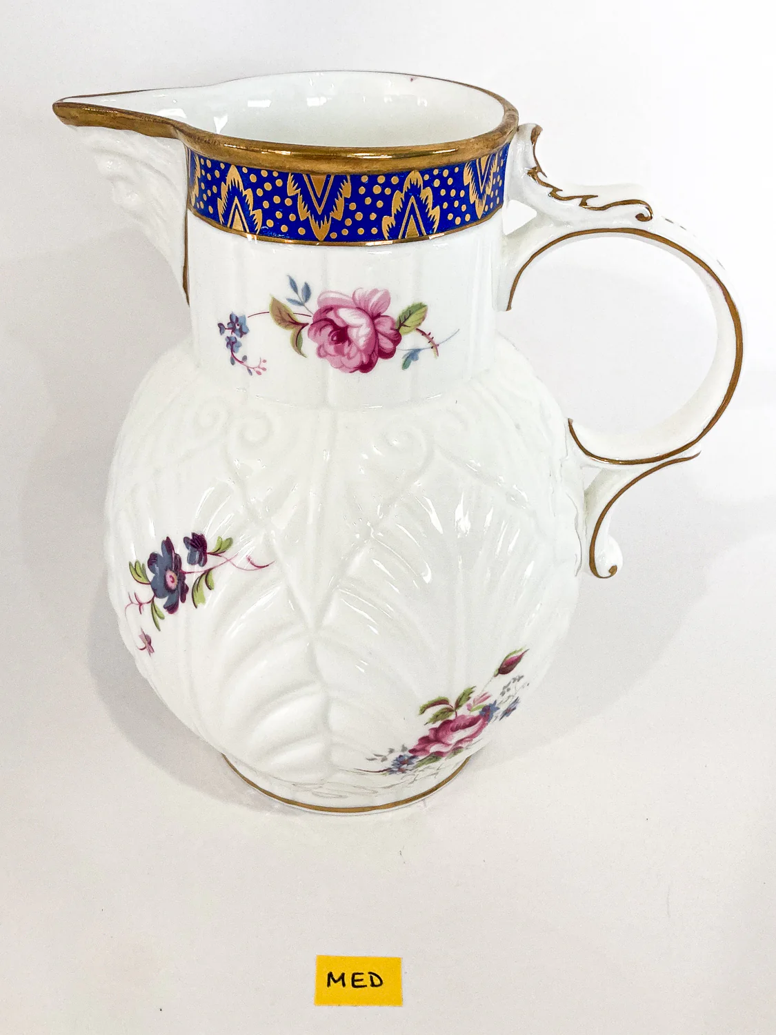 Set of Three Vintage Caughley Floral Painted Mask Head Porcelain Pitcher Jugs - Image 16