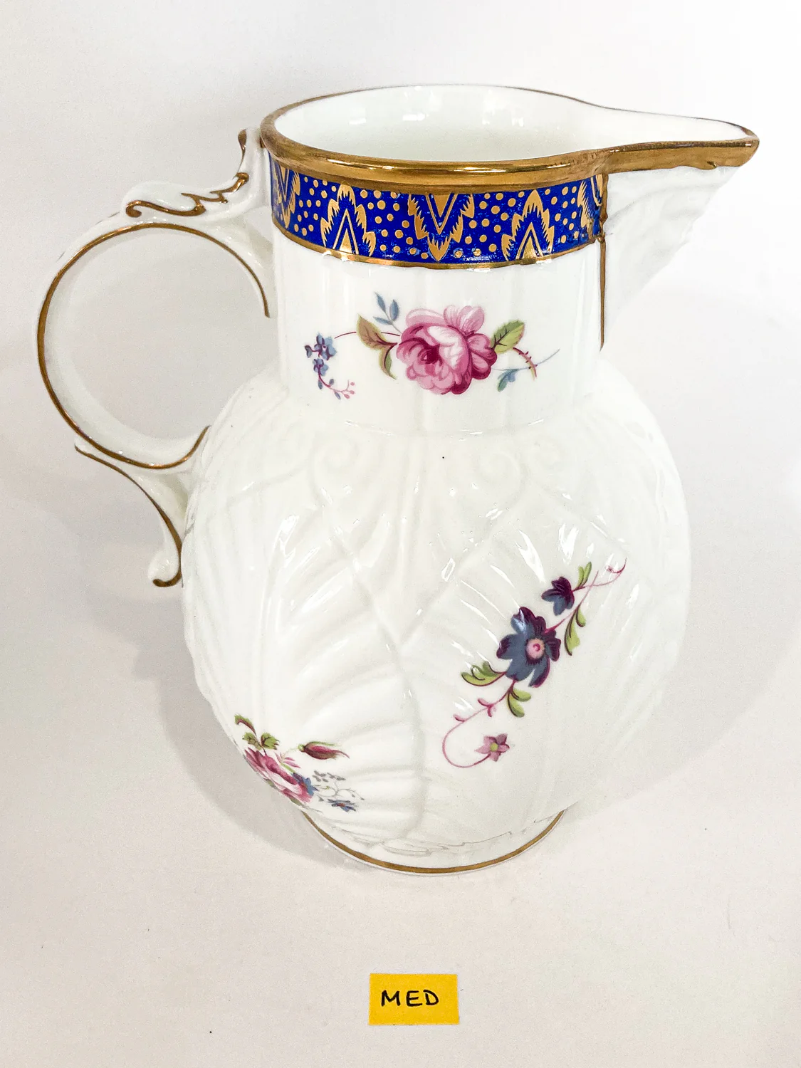 Set of Three Vintage Caughley Floral Painted Mask Head Porcelain Pitcher Jugs - Image 17