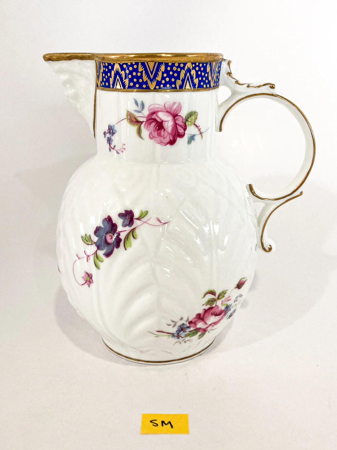 Set of Three Vintage Caughley Floral Painted Mask Head Porcelain Pitcher Jugs - Image 20