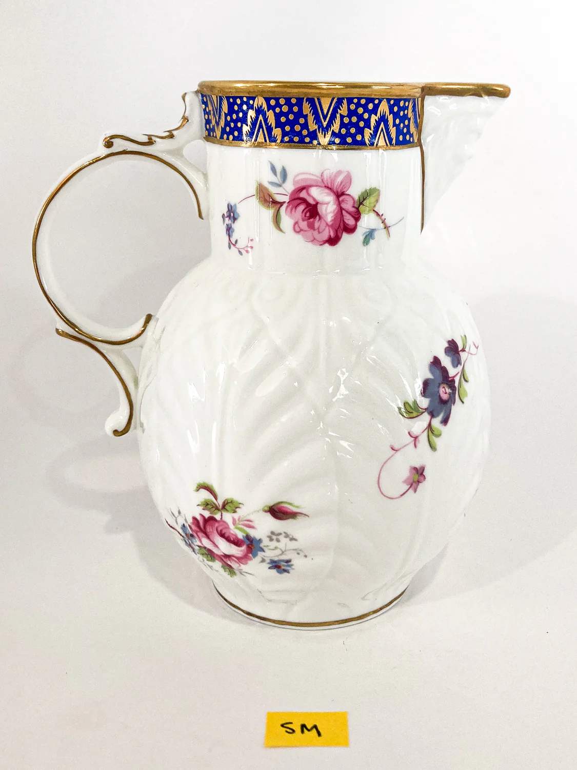 Set of Three Vintage Caughley Floral Painted Mask Head Porcelain Pitcher Jugs - Image 22