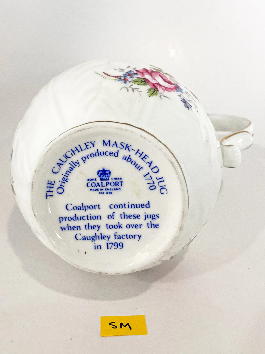 Set of Three Vintage Caughley Floral Painted Mask Head Porcelain Pitcher Jugs - Image 24