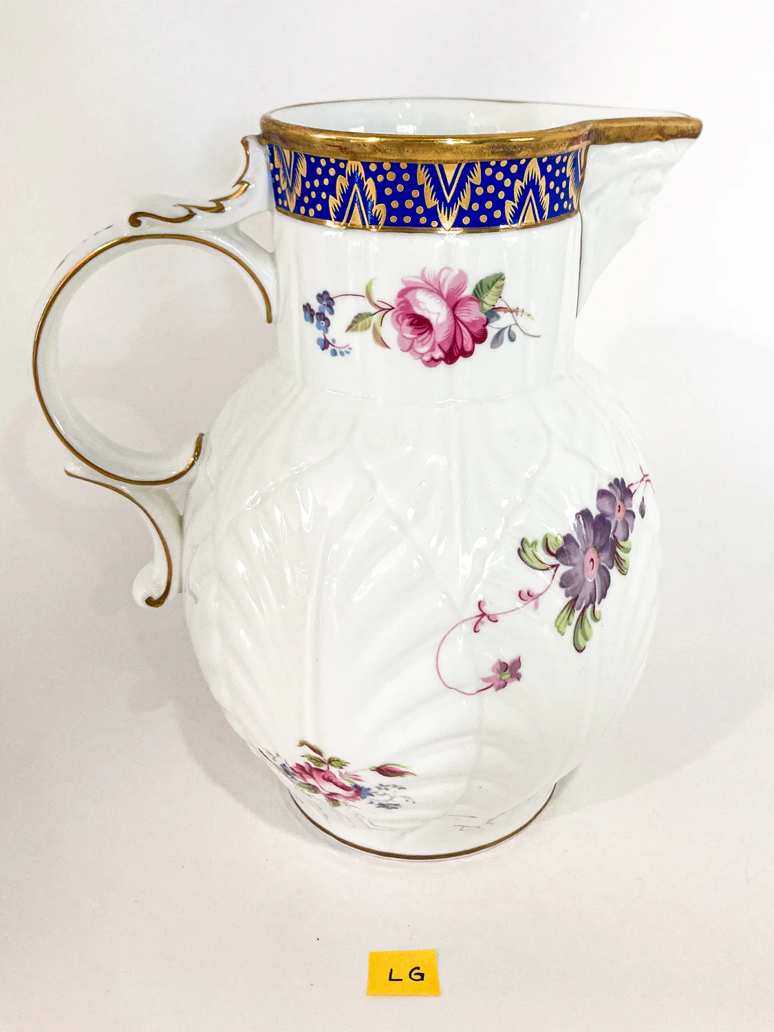 Set of Three Vintage Caughley Floral Painted Mask Head Porcelain Pitcher Jugs - Image 5