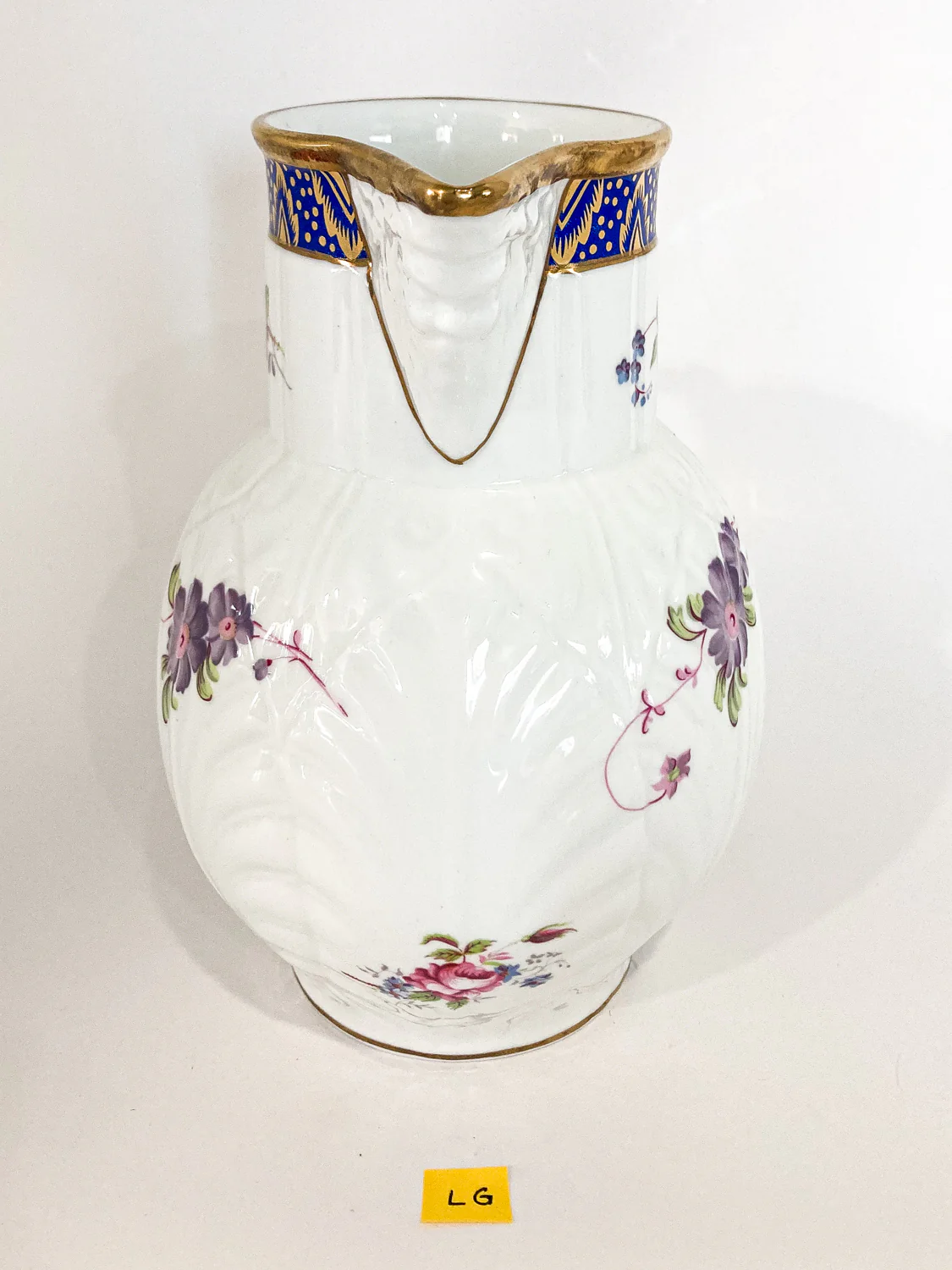 Set of Three Vintage Caughley Floral Painted Mask Head Porcelain Pitcher Jugs - Image 7