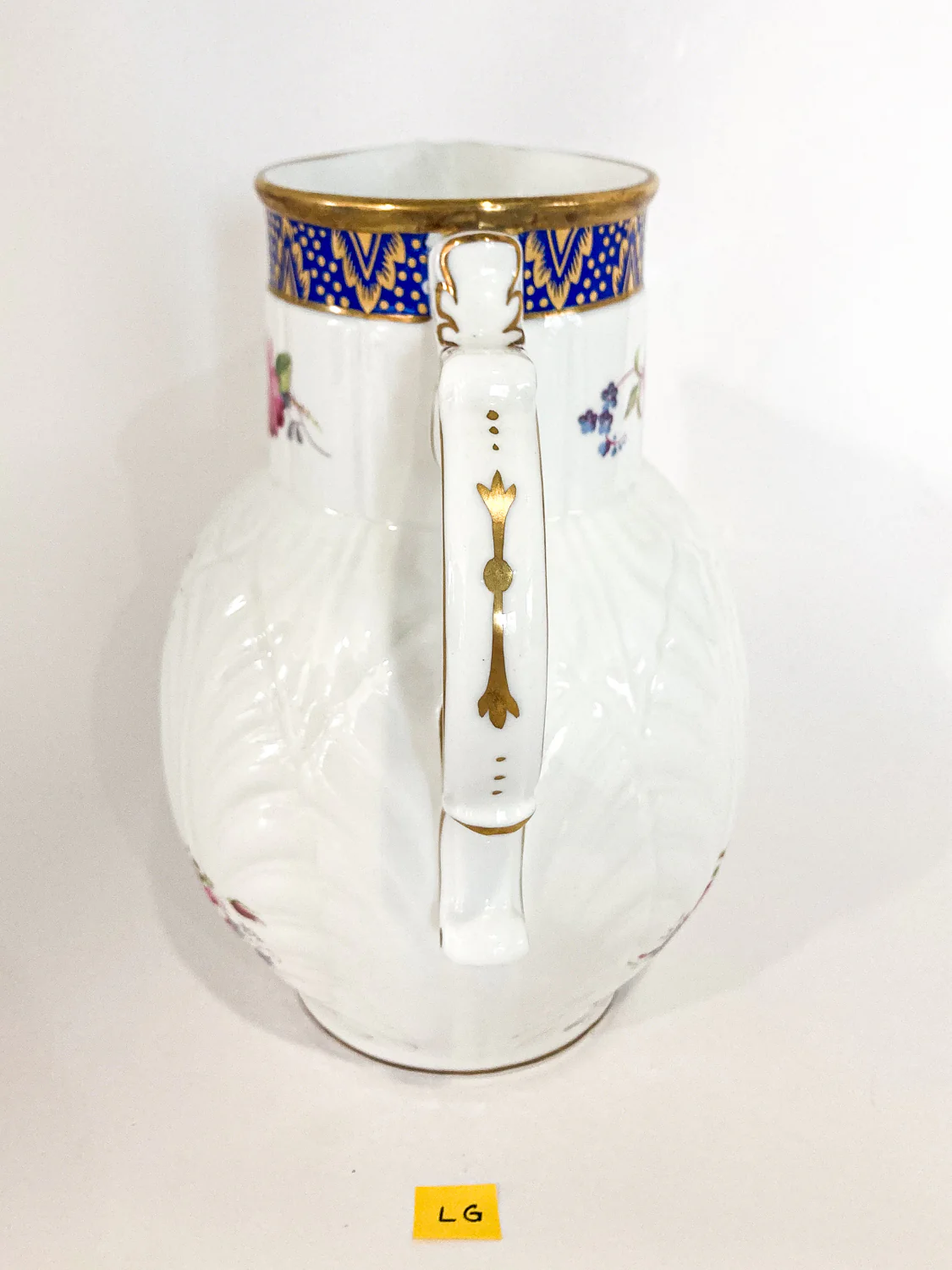 Set of Three Vintage Caughley Floral Painted Mask Head Porcelain Pitcher Jugs - Image 8