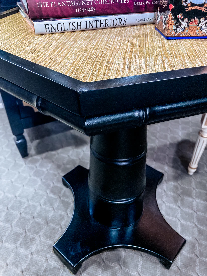 Madcap Cottage Everglades Black Hexagon Natural Woven Grass Top Accent Side Table - Image 5