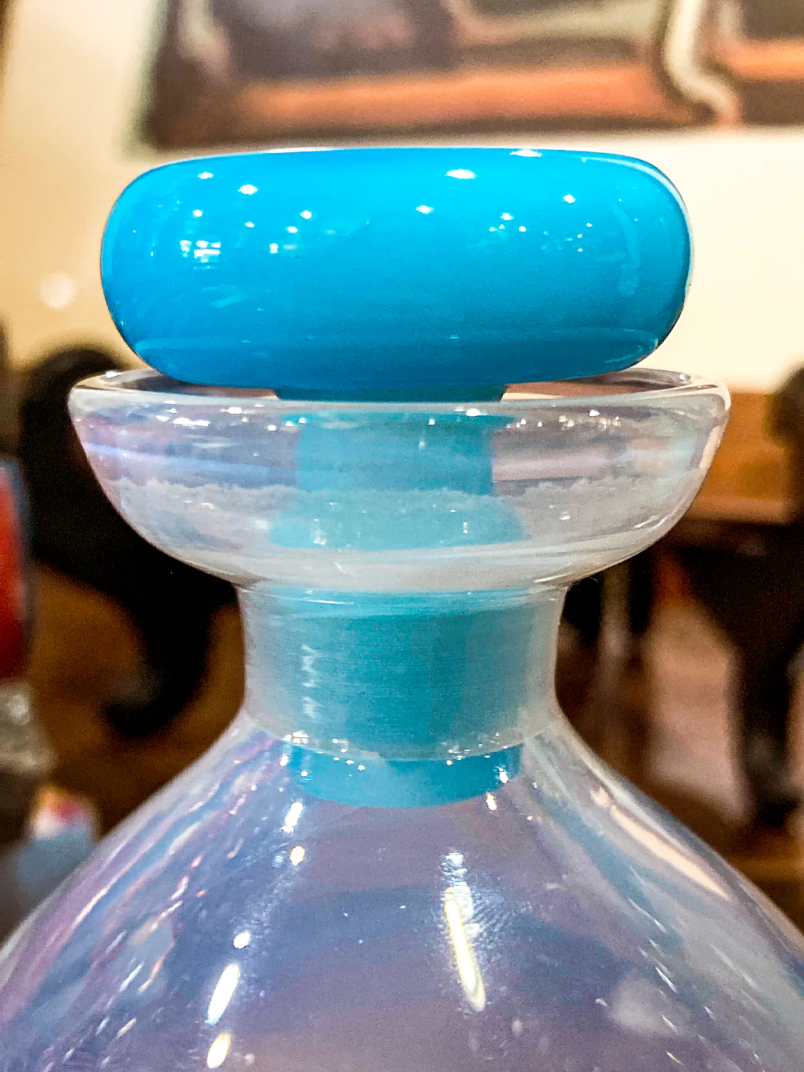 Antique 1920s Steuben Opalescent Aqua Stopper Glass Scent Bottle - Image 4