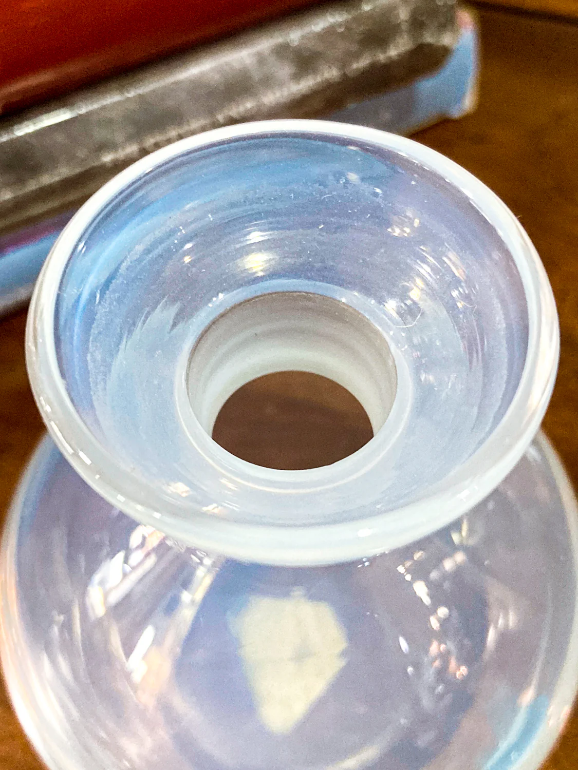 Antique 1920s Steuben Opalescent Aqua Stopper Glass Scent Bottle - Image 5