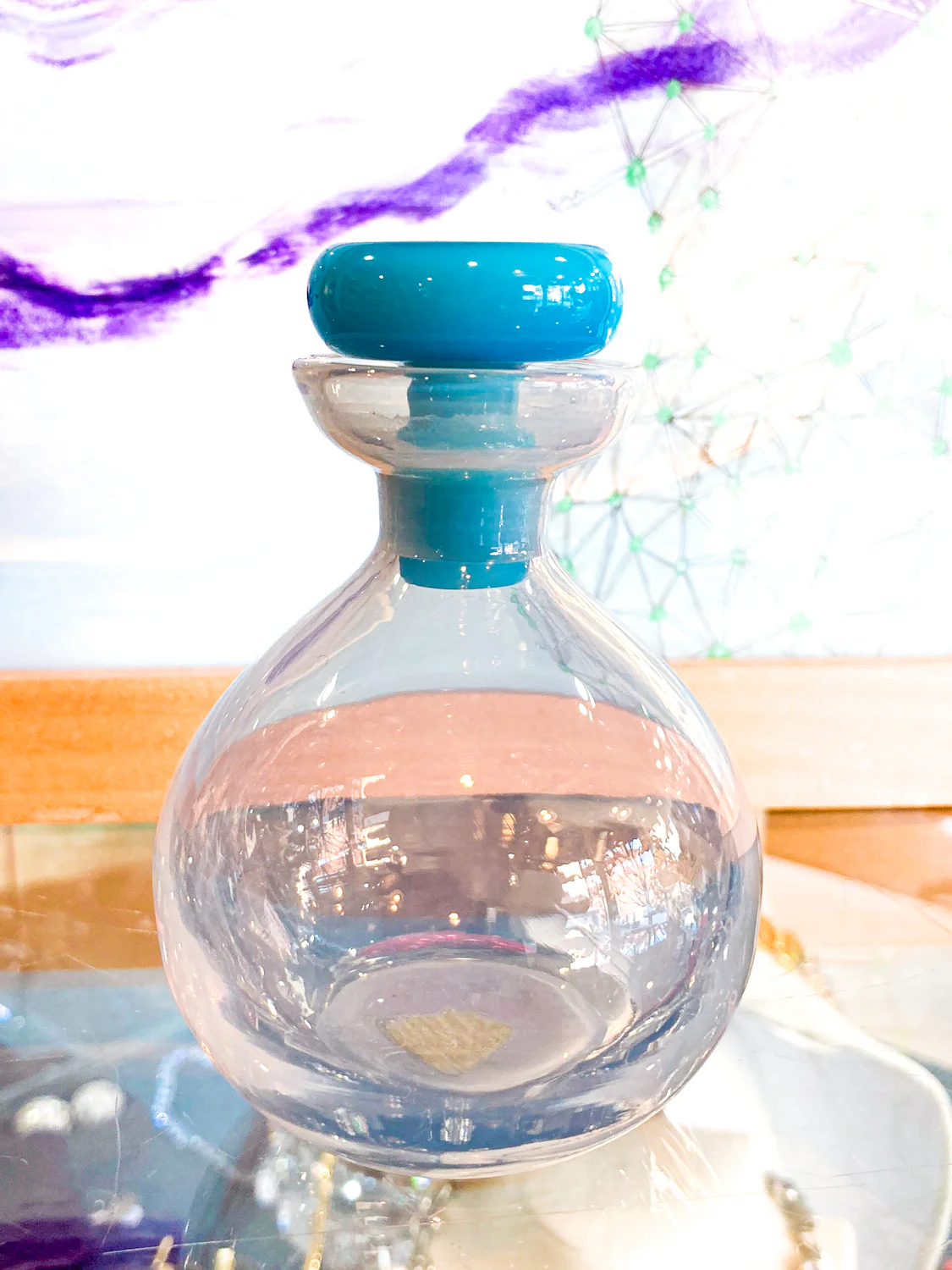 Antique 1920s Steuben Opalescent Aqua Stopper Glass Scent Bottle - Image 8