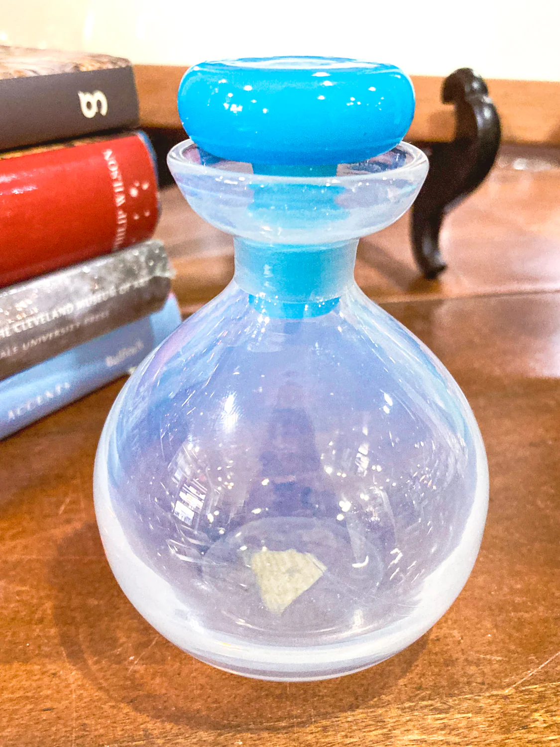 Antique 1920s Steuben Opalescent Aqua Stopper Glass Scent Bottle - Image 9