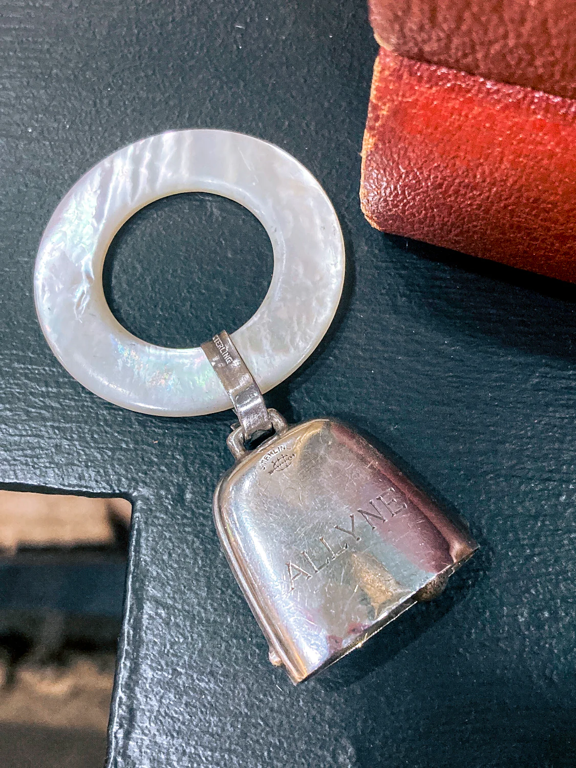 Antique 1926 Sterling Silver June 22 Baby Birth Record Bell Ornament - Image 10