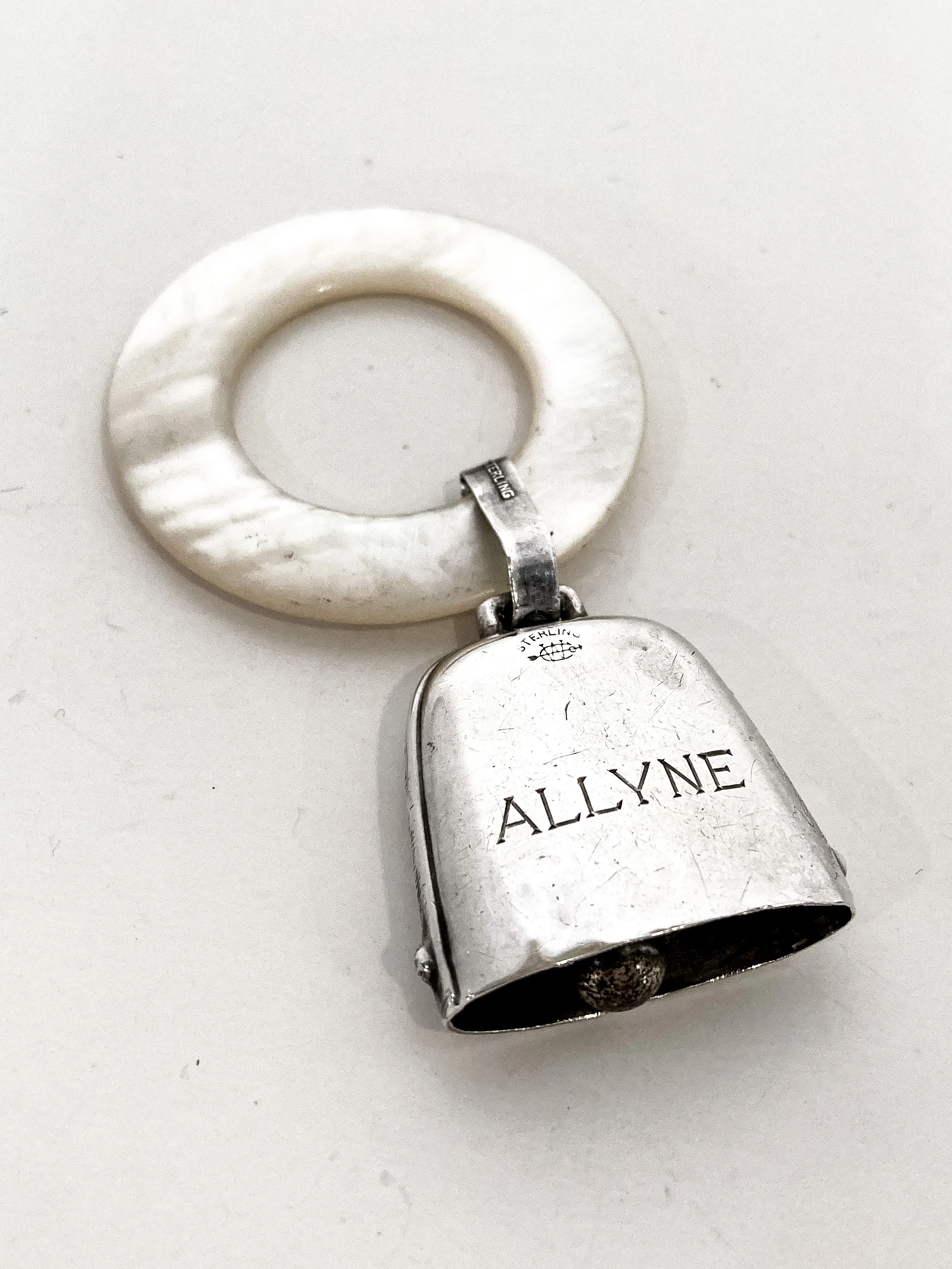 Antique 1926 Sterling Silver June 22 Baby Birth Record Bell Ornament - Image 17