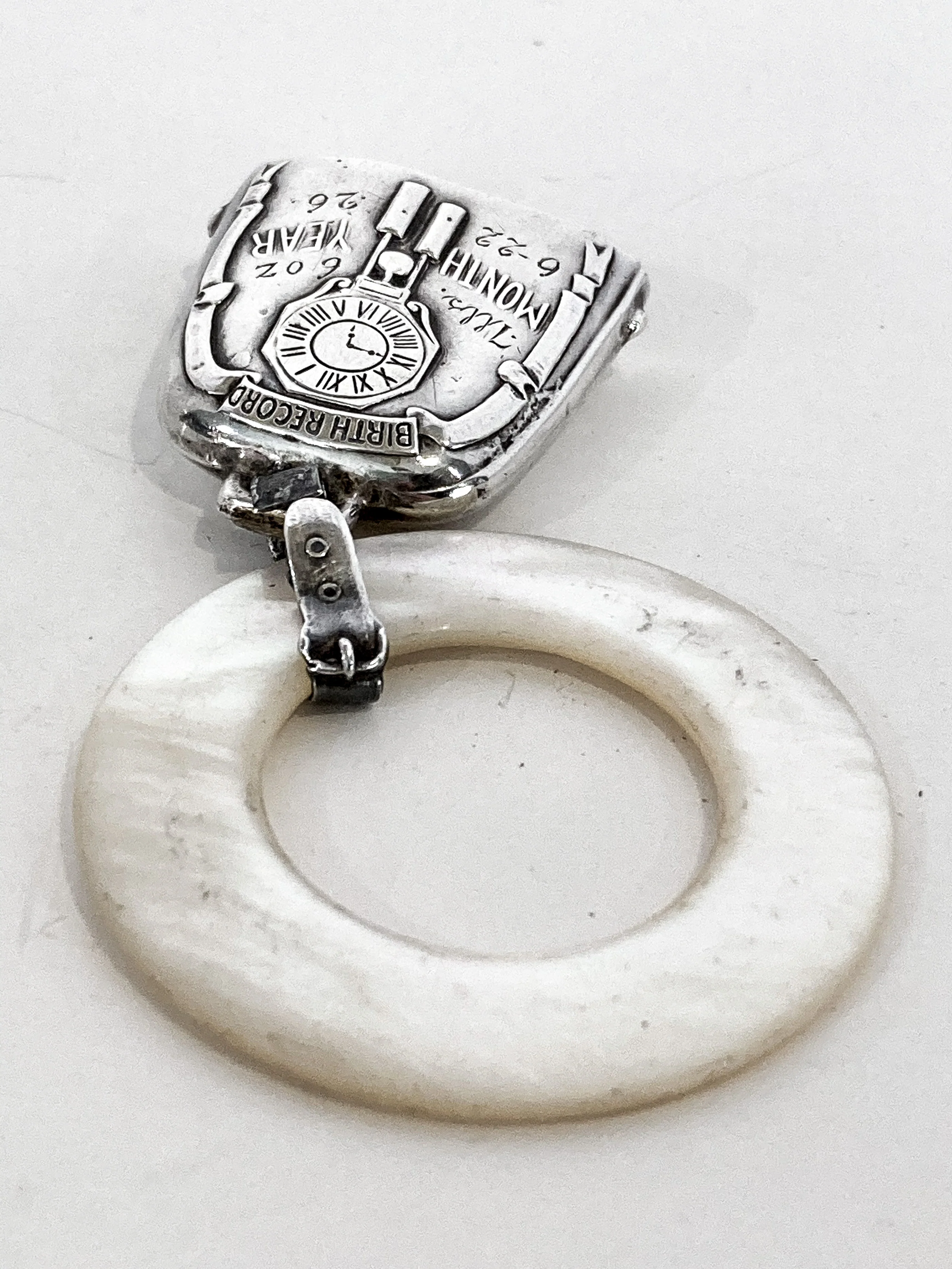 Antique 1926 Sterling Silver June 22 Baby Birth Record Bell Ornament - Image 19