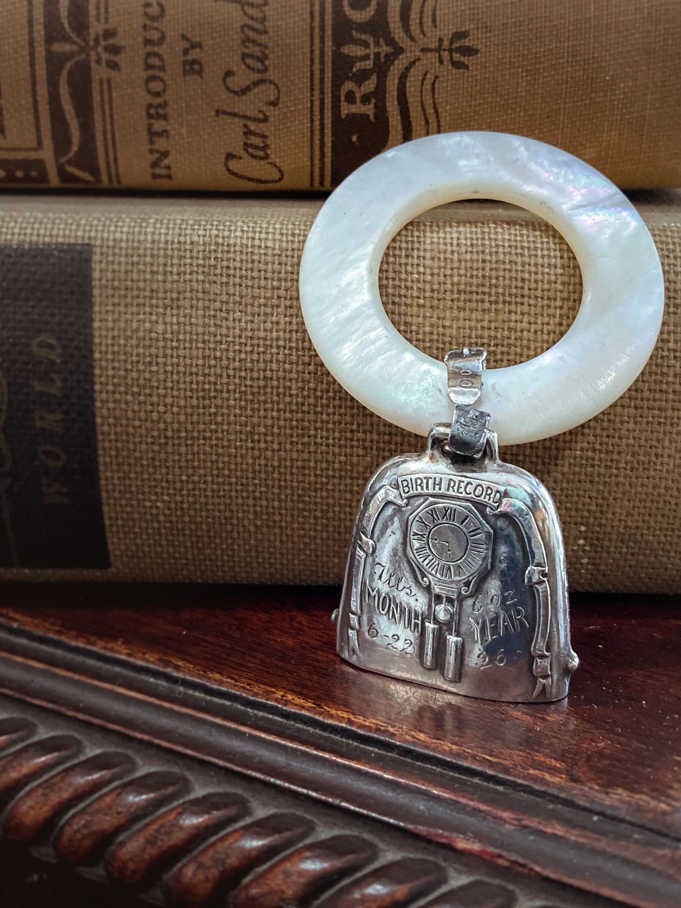 Antique 1926 Sterling Silver June 22 Baby Birth Record Bell Ornament - Image 3