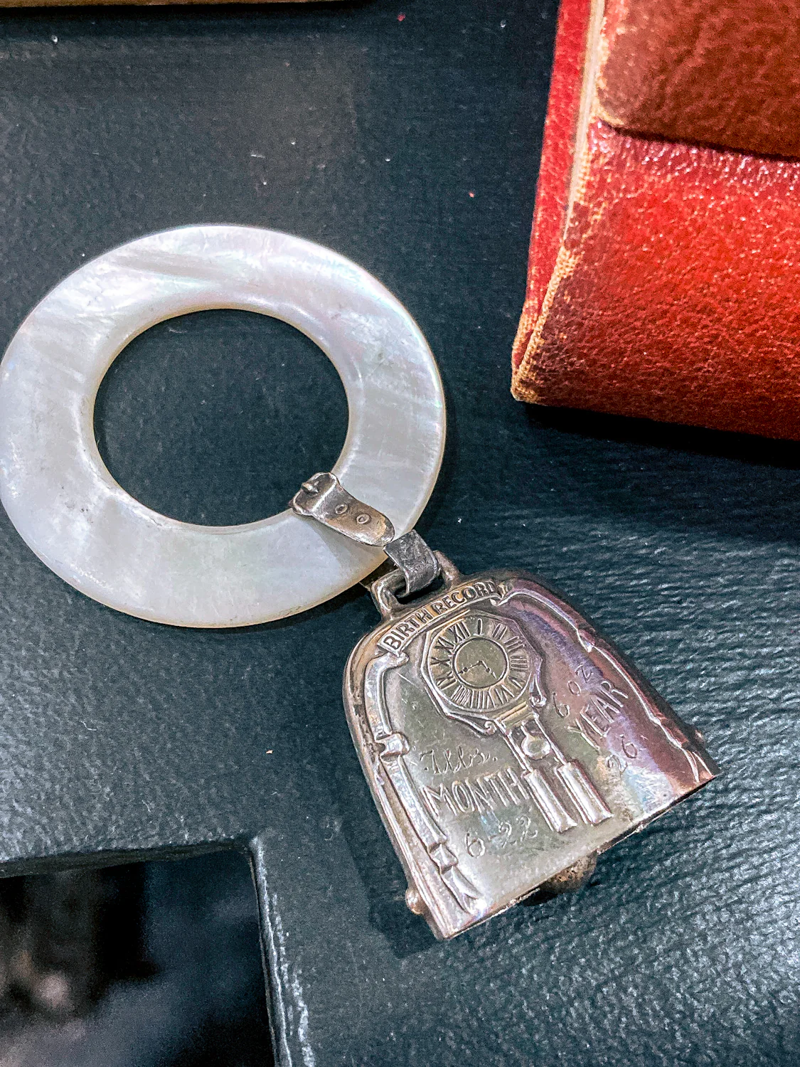 Antique 1926 Sterling Silver June 22 Baby Birth Record Bell Ornament - Image 6