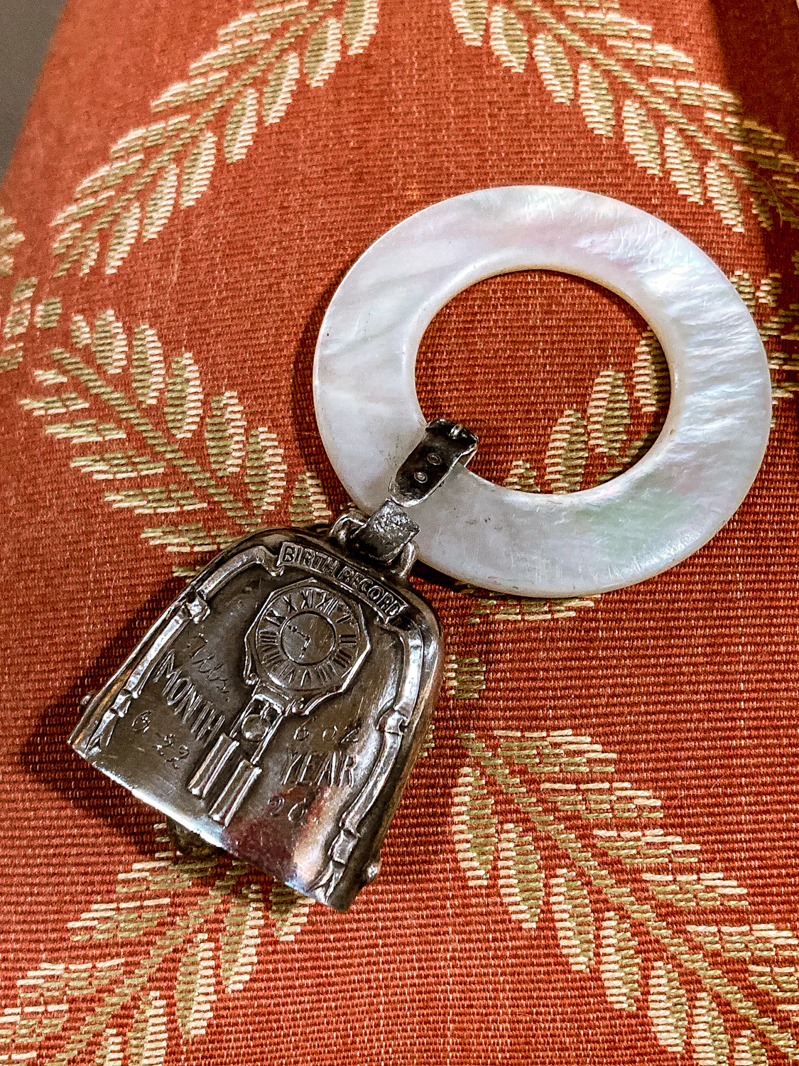 Antique 1926 Sterling Silver June 22 Baby Birth Record Bell Ornament - Image 7