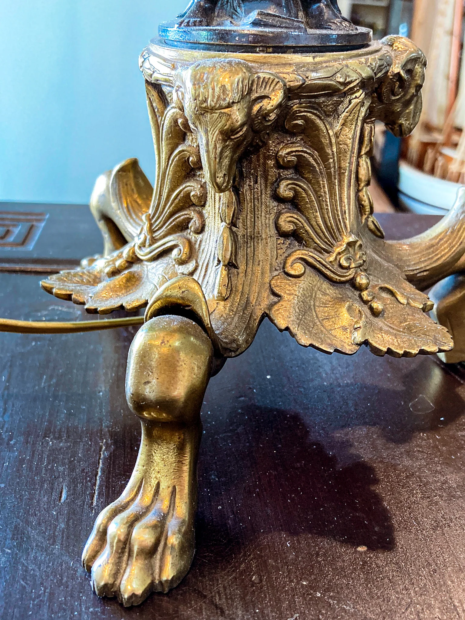 Antique 19th Century French Bronze Putti Figure Candelabra Tall Table Lamp - Image 3