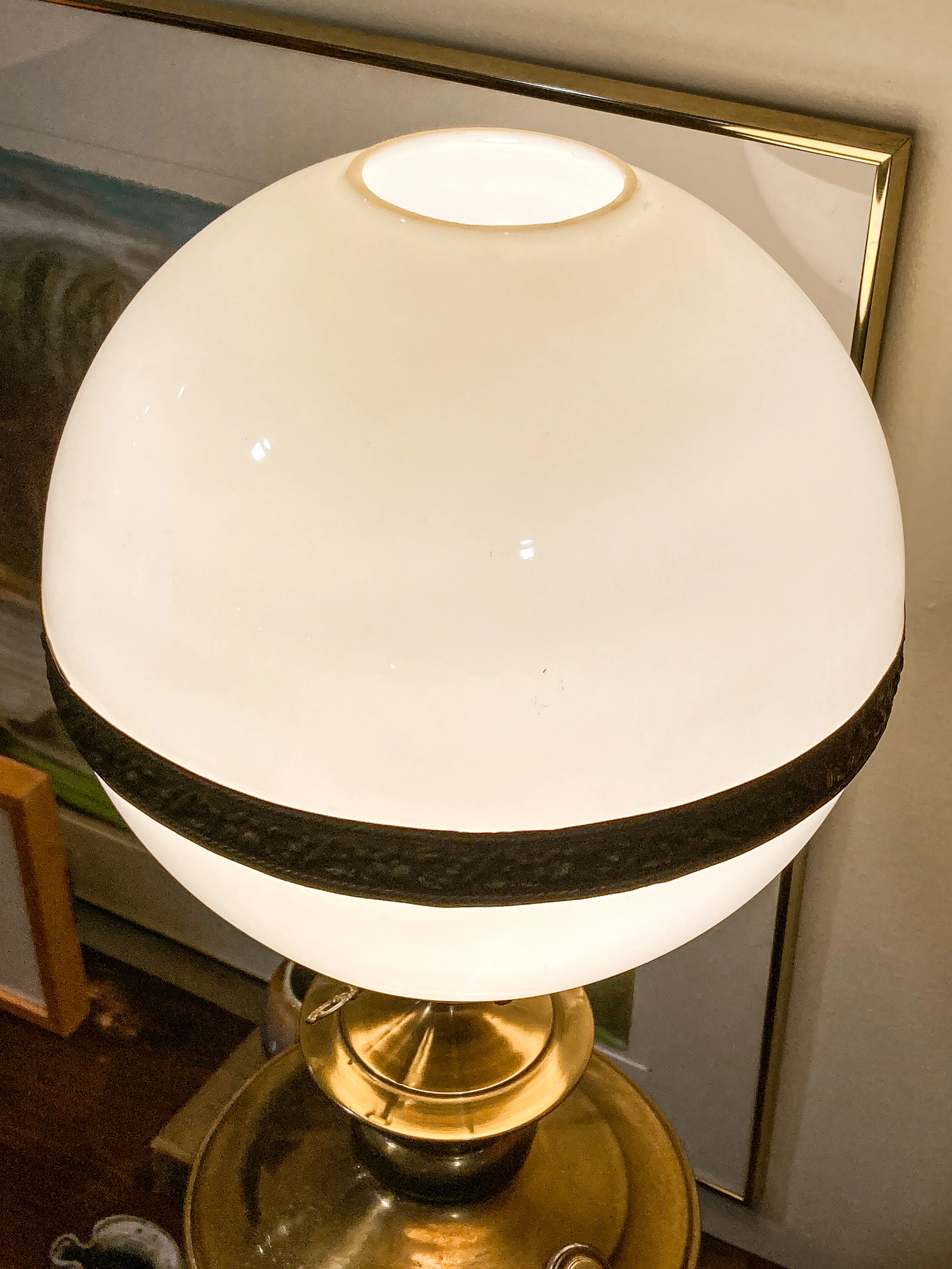 Antique 19th Century Samovar Milk Glass Globe Table Lamp Light - Image 10