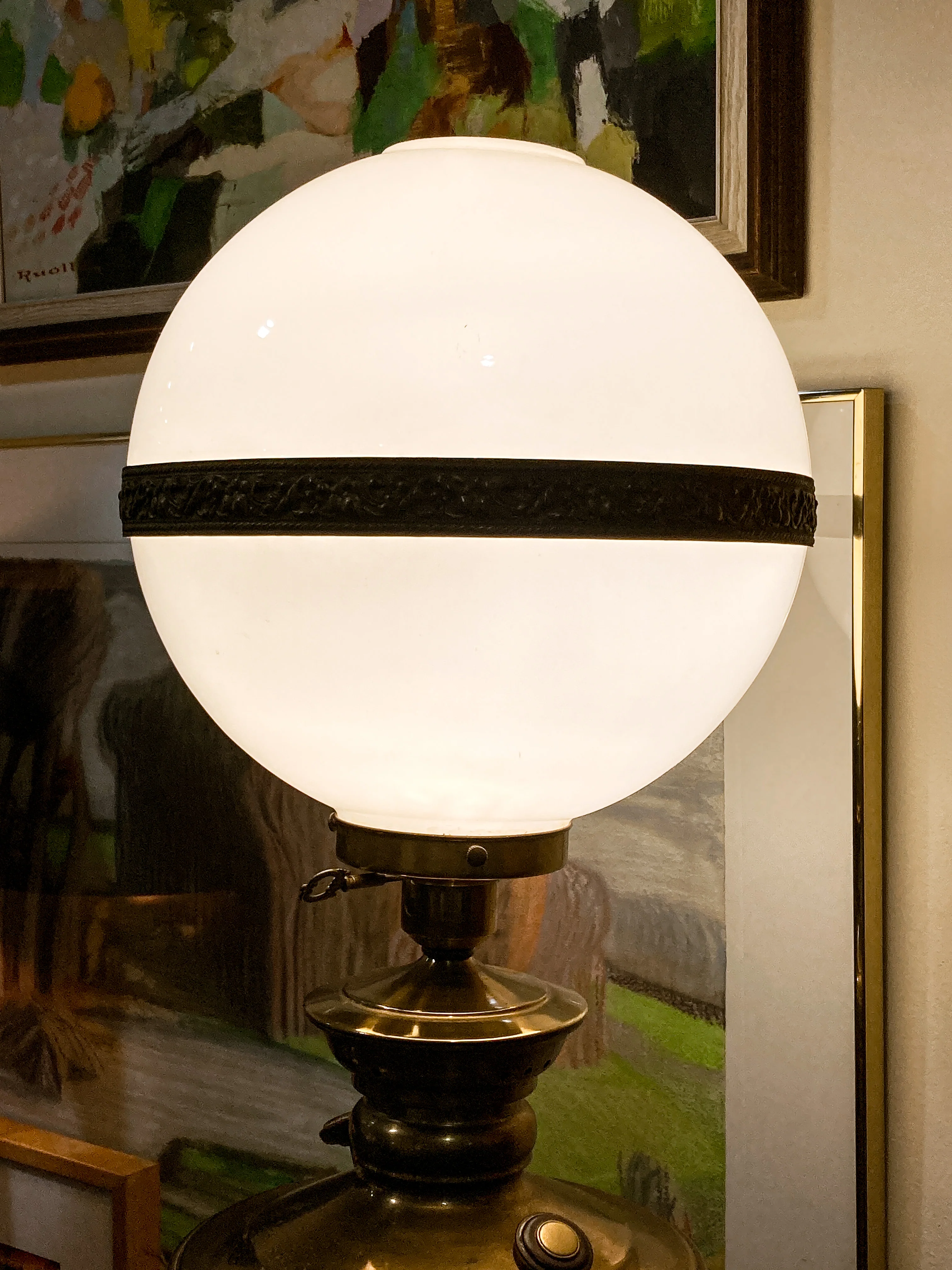 Antique 19th Century Samovar Milk Glass Globe Table Lamp Light - Image 12