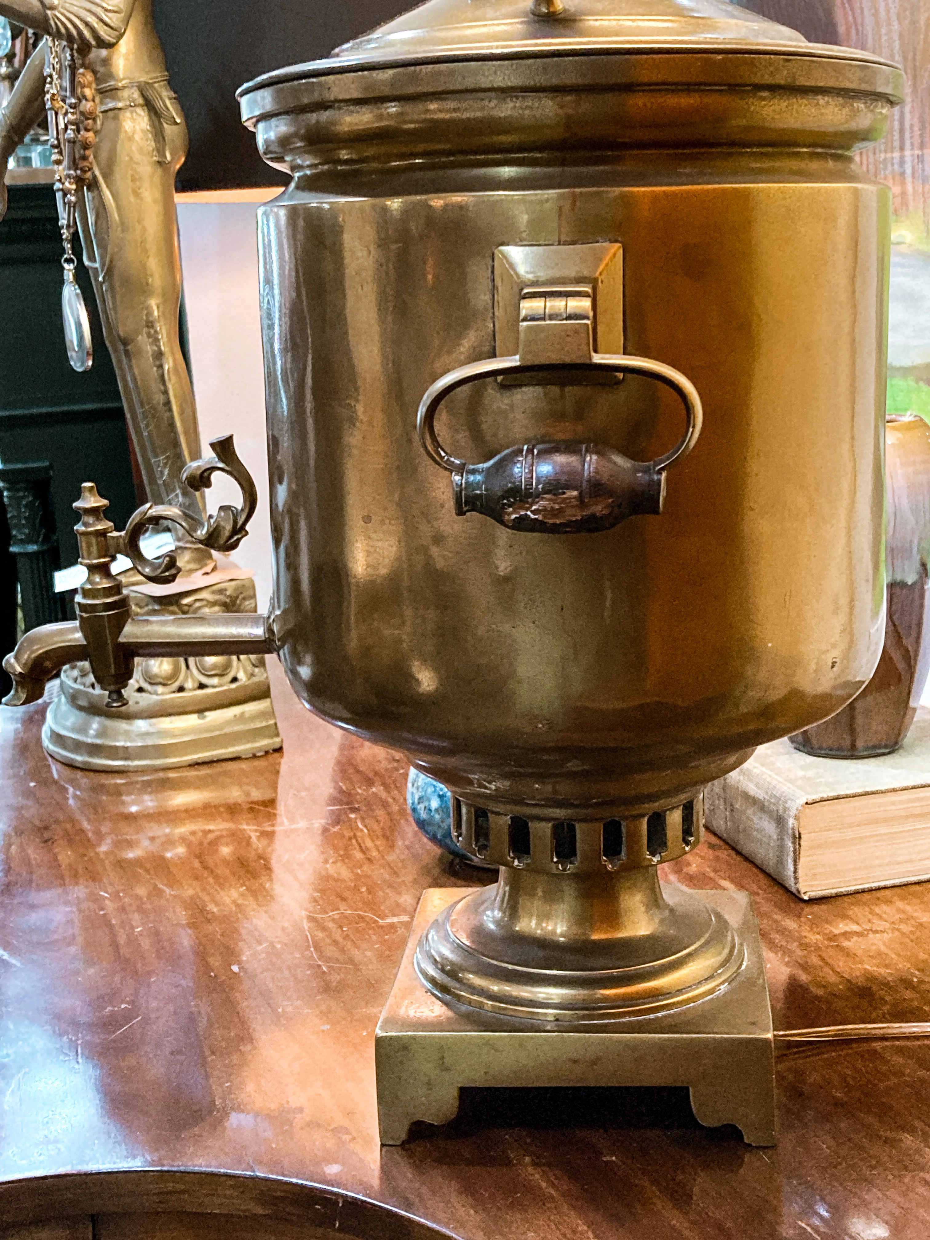 Antique 19th Century Samovar Milk Glass Globe Table Lamp Light - Image 21