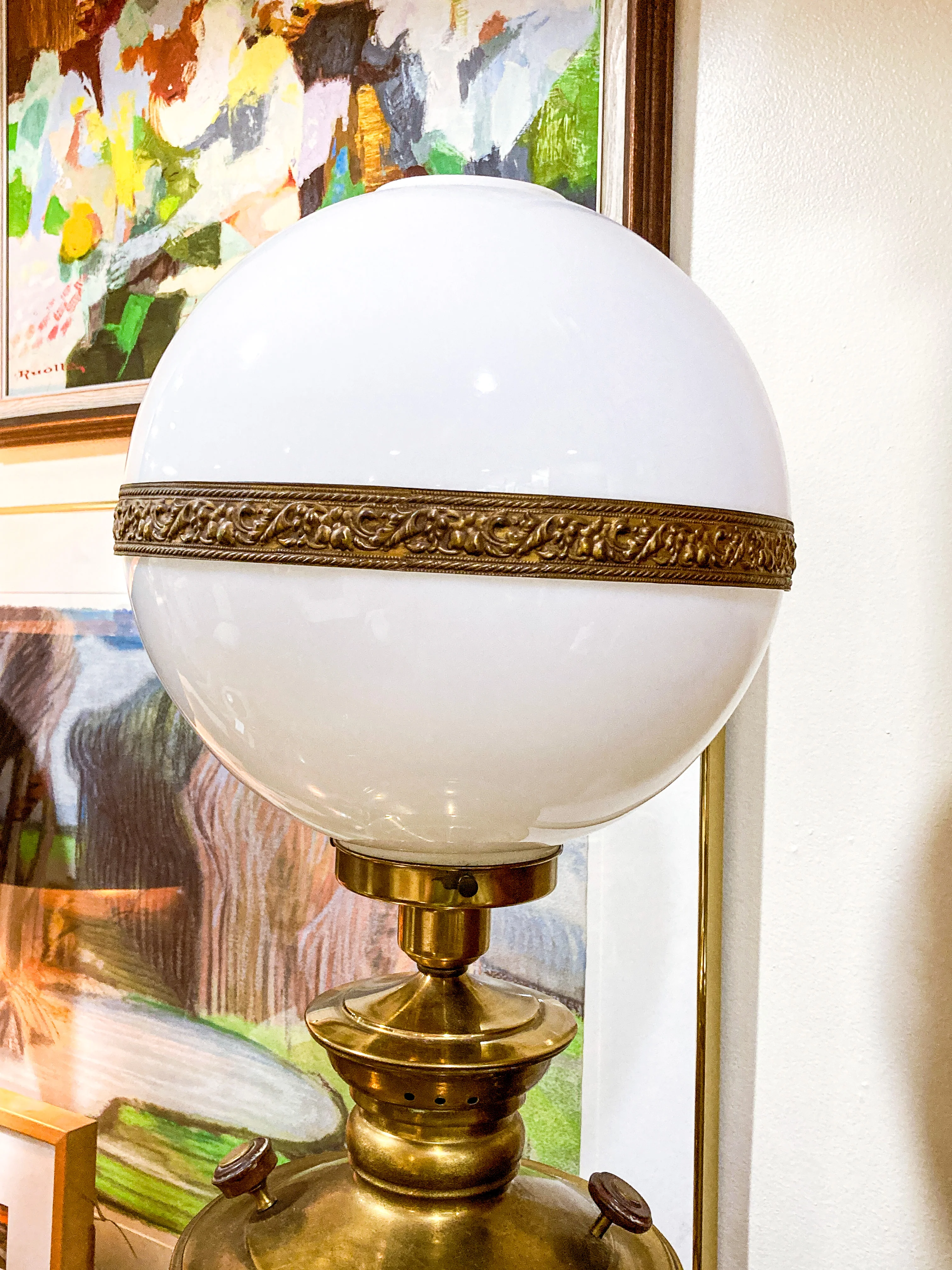 Antique 19th Century Samovar Milk Glass Globe Table Lamp Light - Image 25