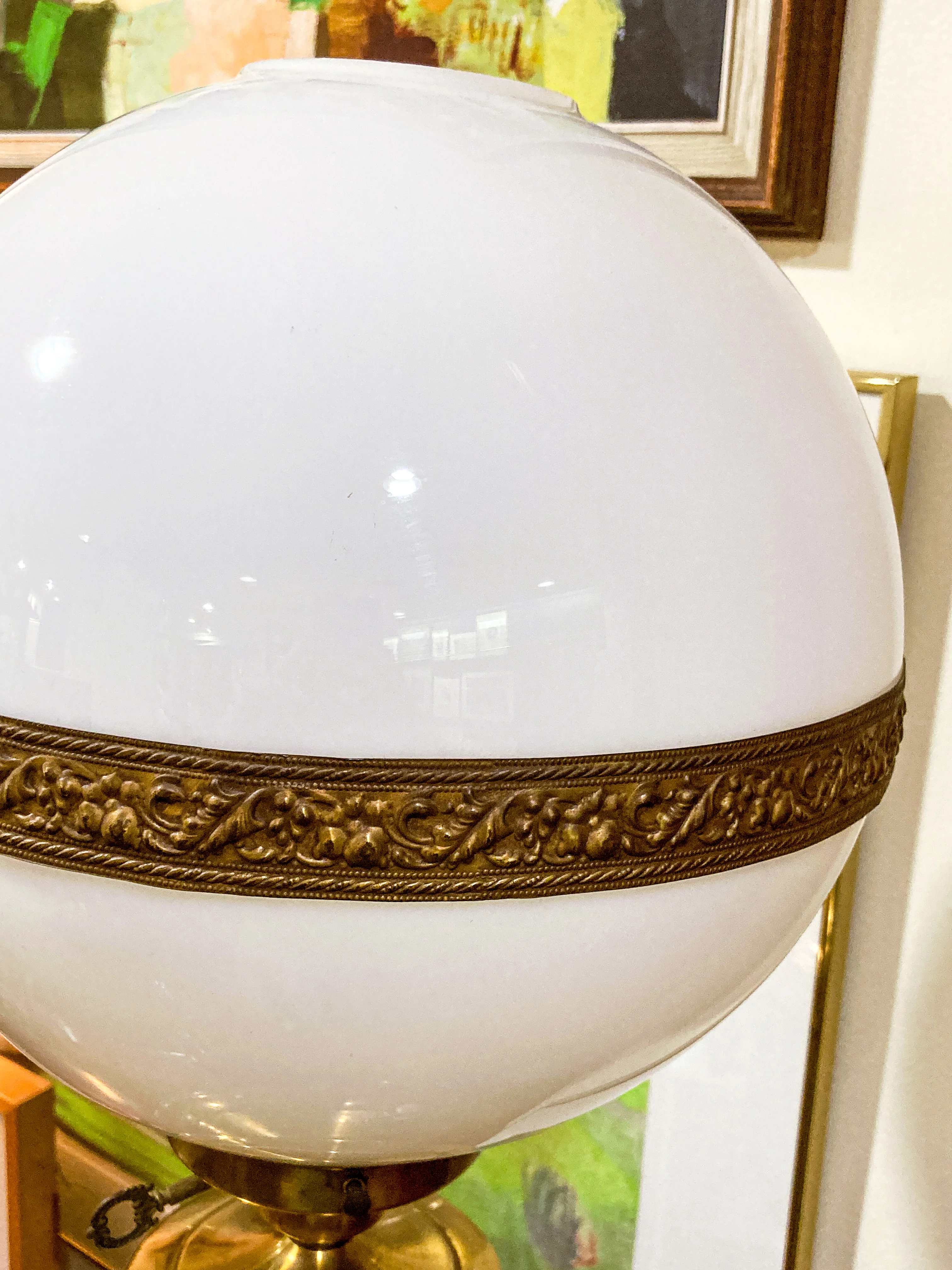 Antique 19th Century Samovar Milk Glass Globe Table Lamp Light - Image 6