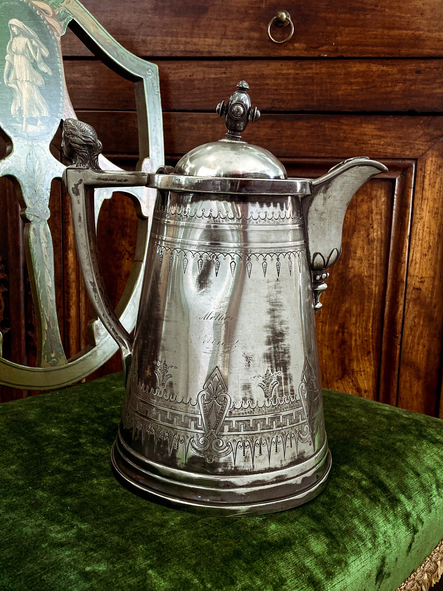 Beautiful Antique C1870 Silver Plated Cold Water Meriden Tankard Pitcher - Image 3