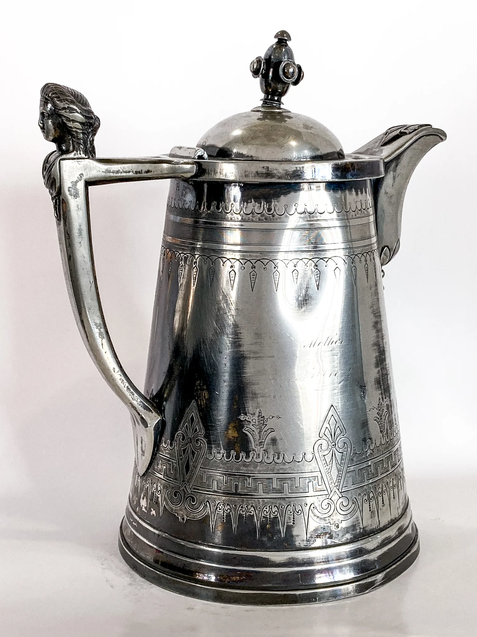 Beautiful Antique C1870 Silver Plated Cold Water Meriden Tankard Pitcher - Image 32