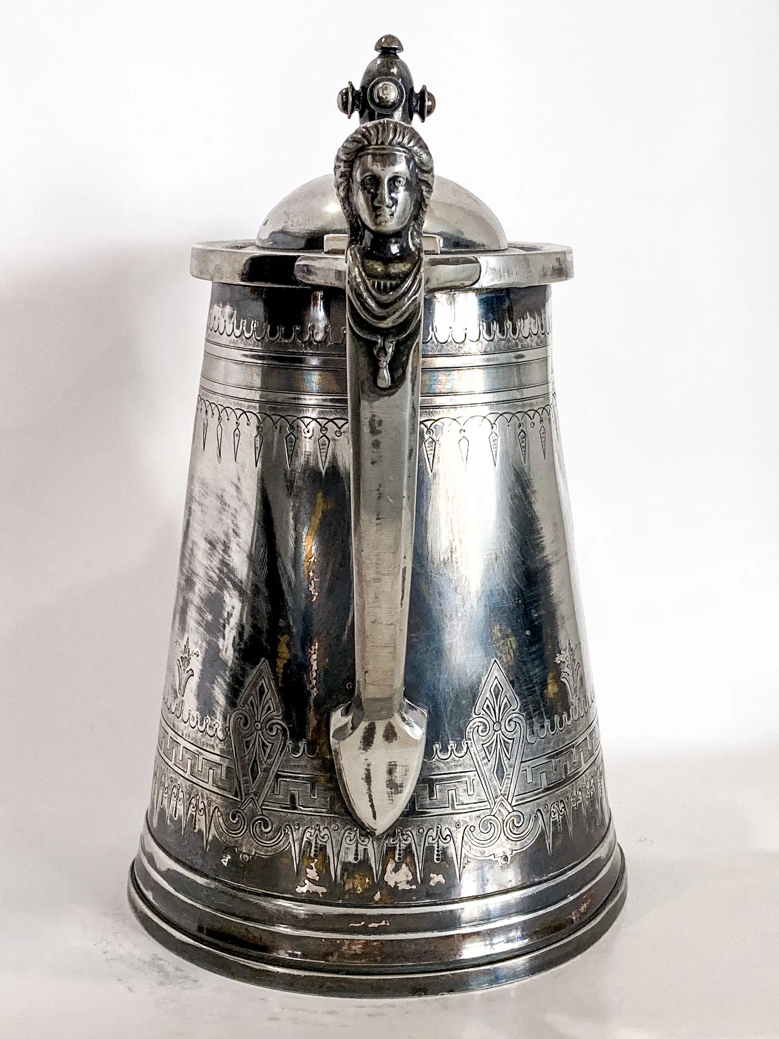Beautiful Antique C1870 Silver Plated Cold Water Meriden Tankard Pitcher - Image 33