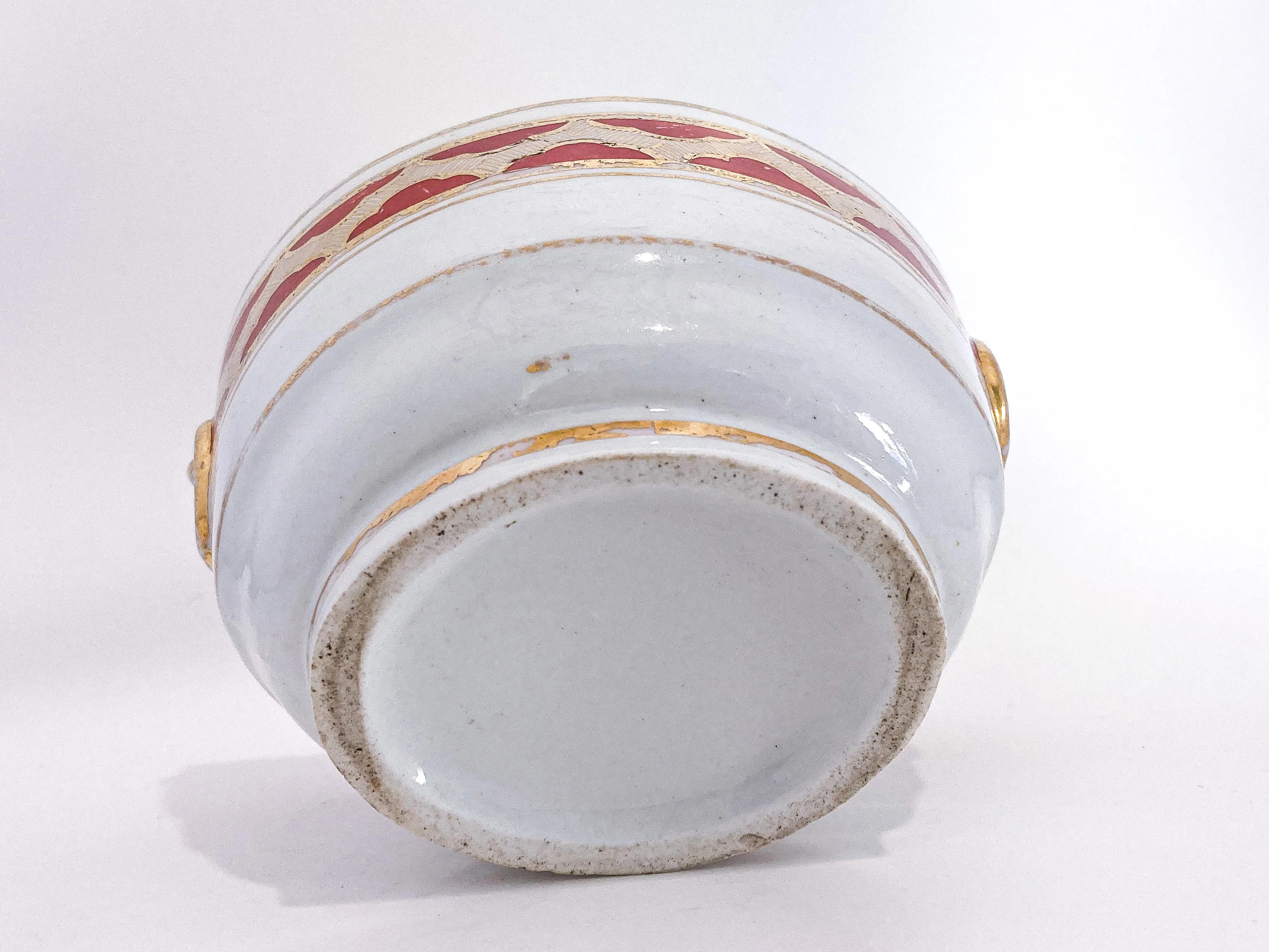 Antique 19th Century English Gilt Gold Iron Red Decorated Covered Porcelain Sugar Bowl - Image 17