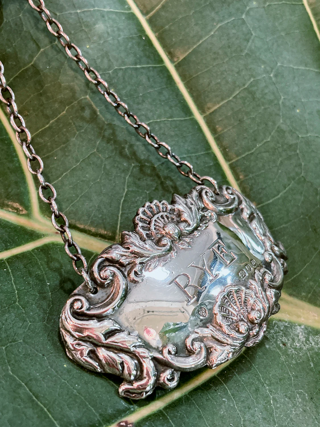 Antique Style English Repoussé Sterling Silver Rye Bottle Necklace Bar Tag - Image 10