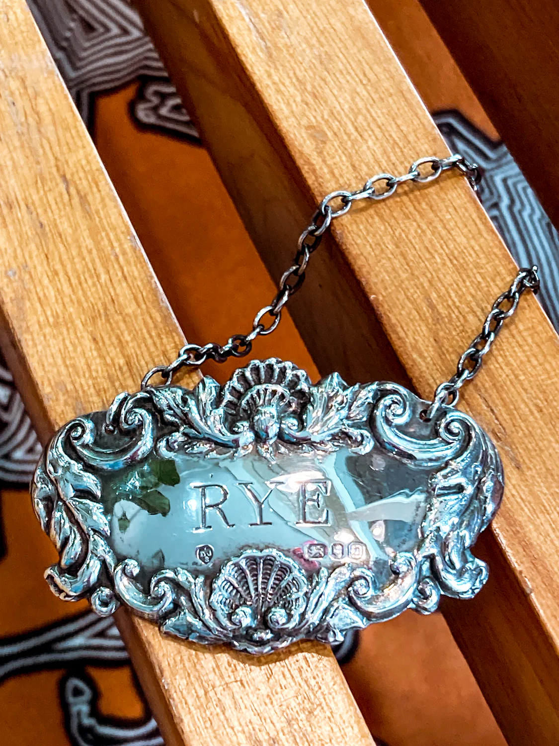 Antique Style English Repoussé Sterling Silver Rye Bottle Necklace Bar Tag - Image 11