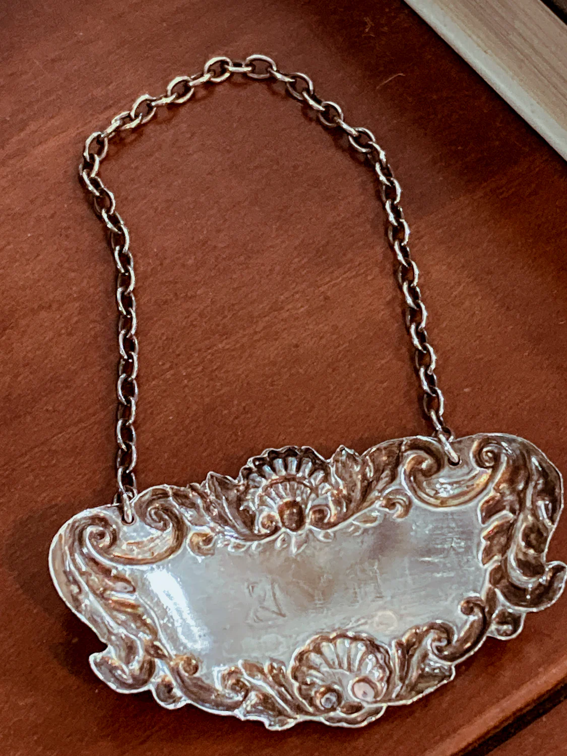 Antique Style English Repoussé Sterling Silver Rye Bottle Necklace Bar Tag - Image 8