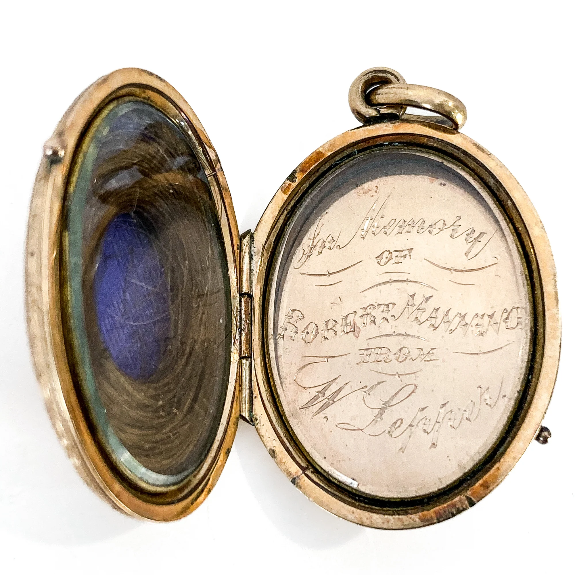 Antique Gold Filled Oval Floral Engraved Mourning Hair Locket Pendant - Image 14