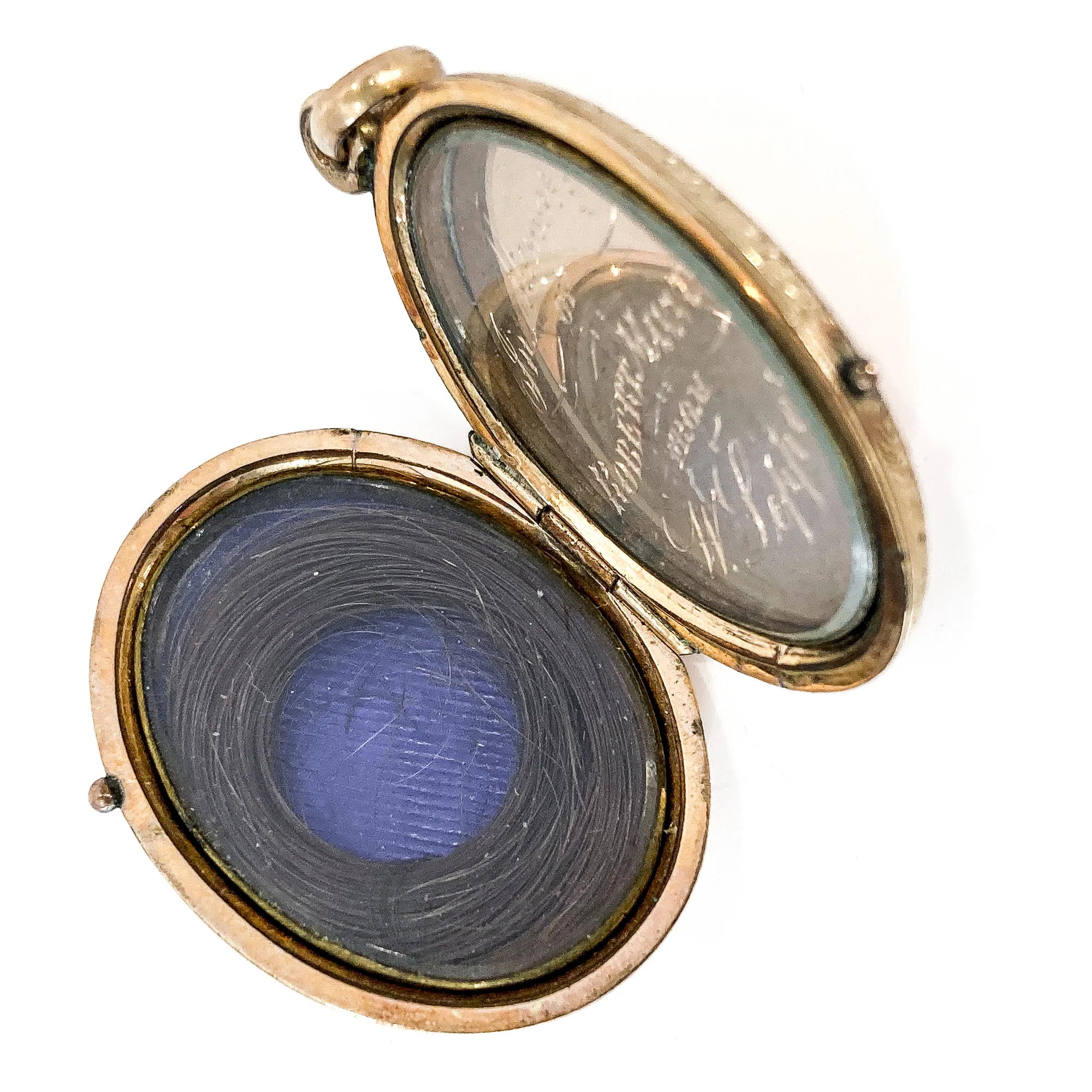 Antique Gold Filled Oval Floral Engraved Mourning Hair Locket Pendant - Image 15