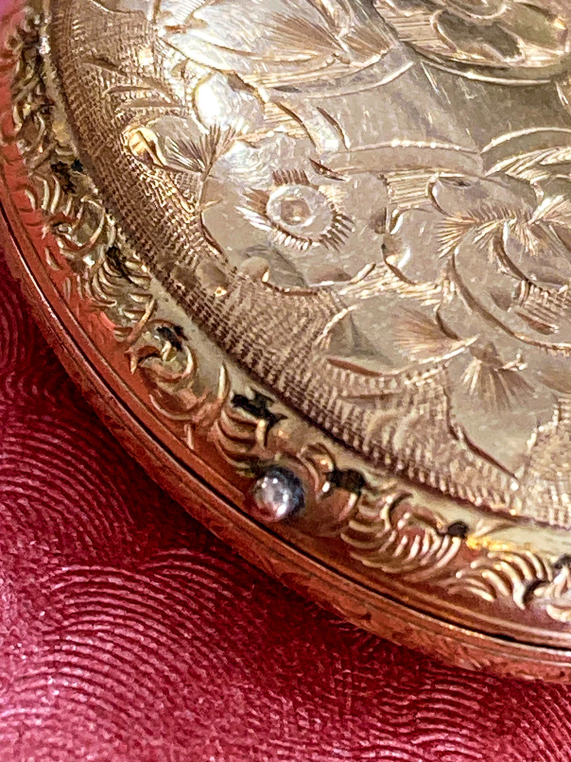 Antique Gold Filled Oval Floral Engraved Mourning Hair Locket Pendant - Image 17