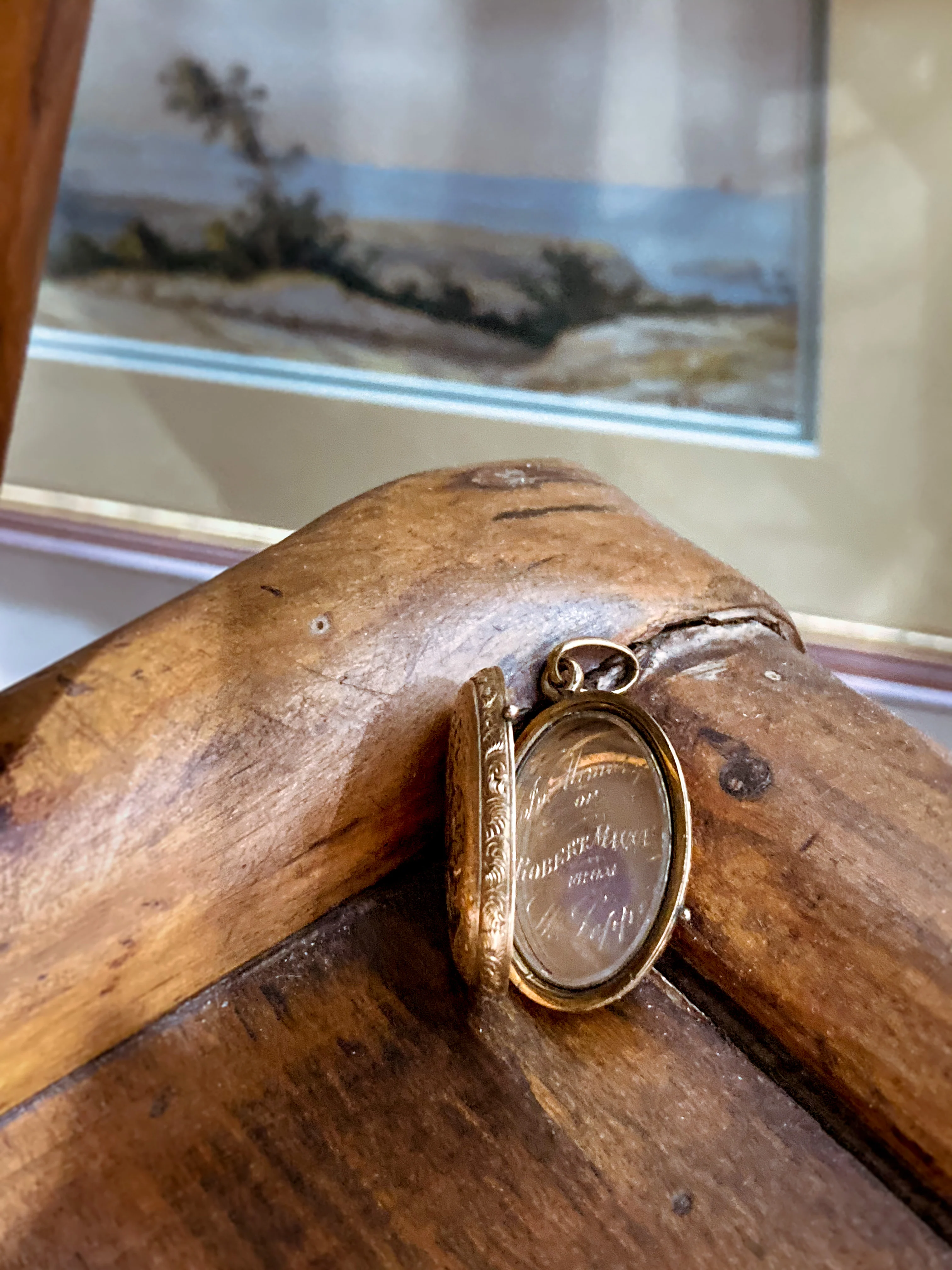 Antique Gold Filled Oval Floral Engraved Mourning Hair Locket Pendant - Image 4