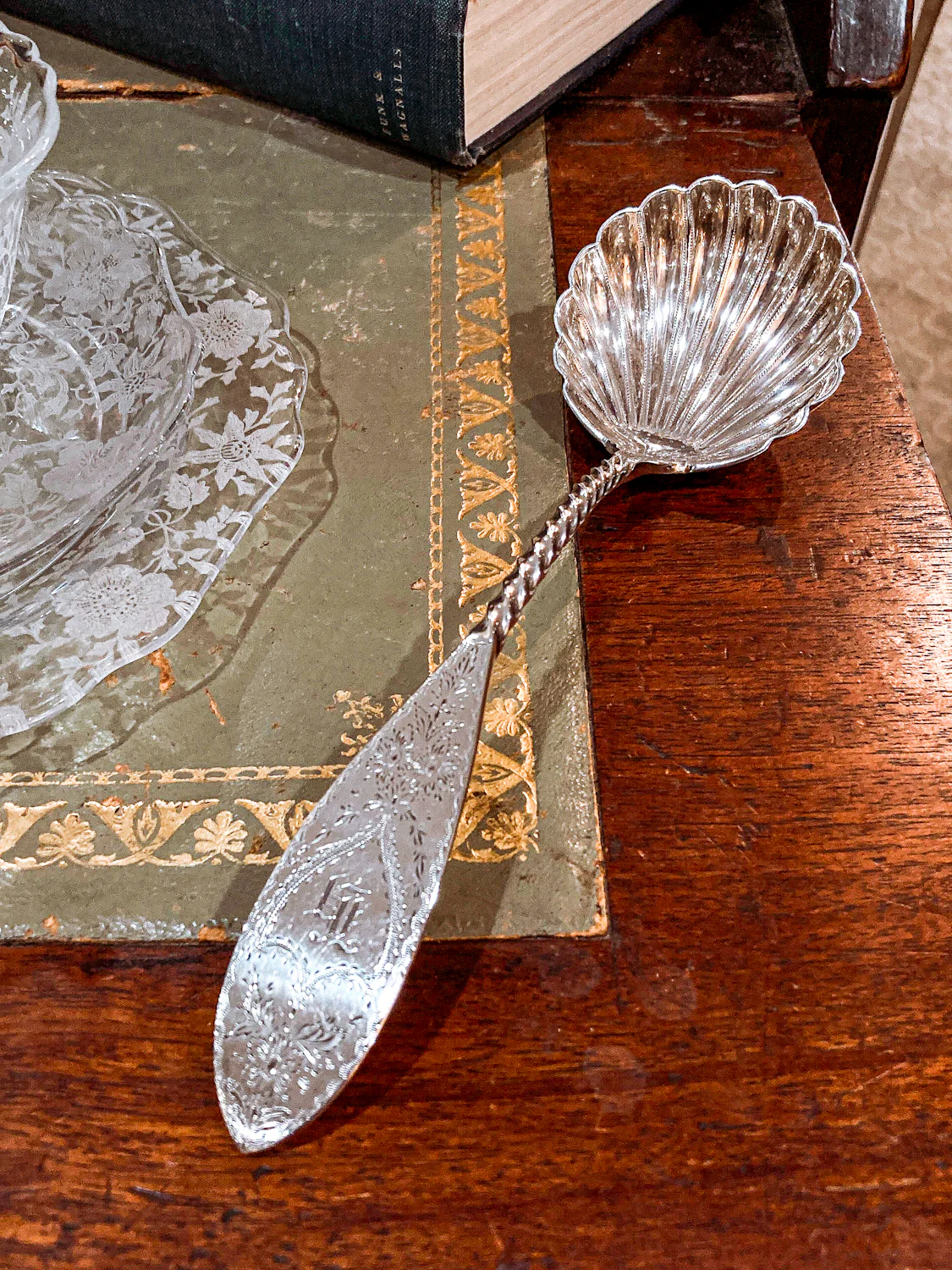 Antique Mid-19th Century Bailey & Co. Coin Silver Engraved Shell Ladle Spoon - Image 20