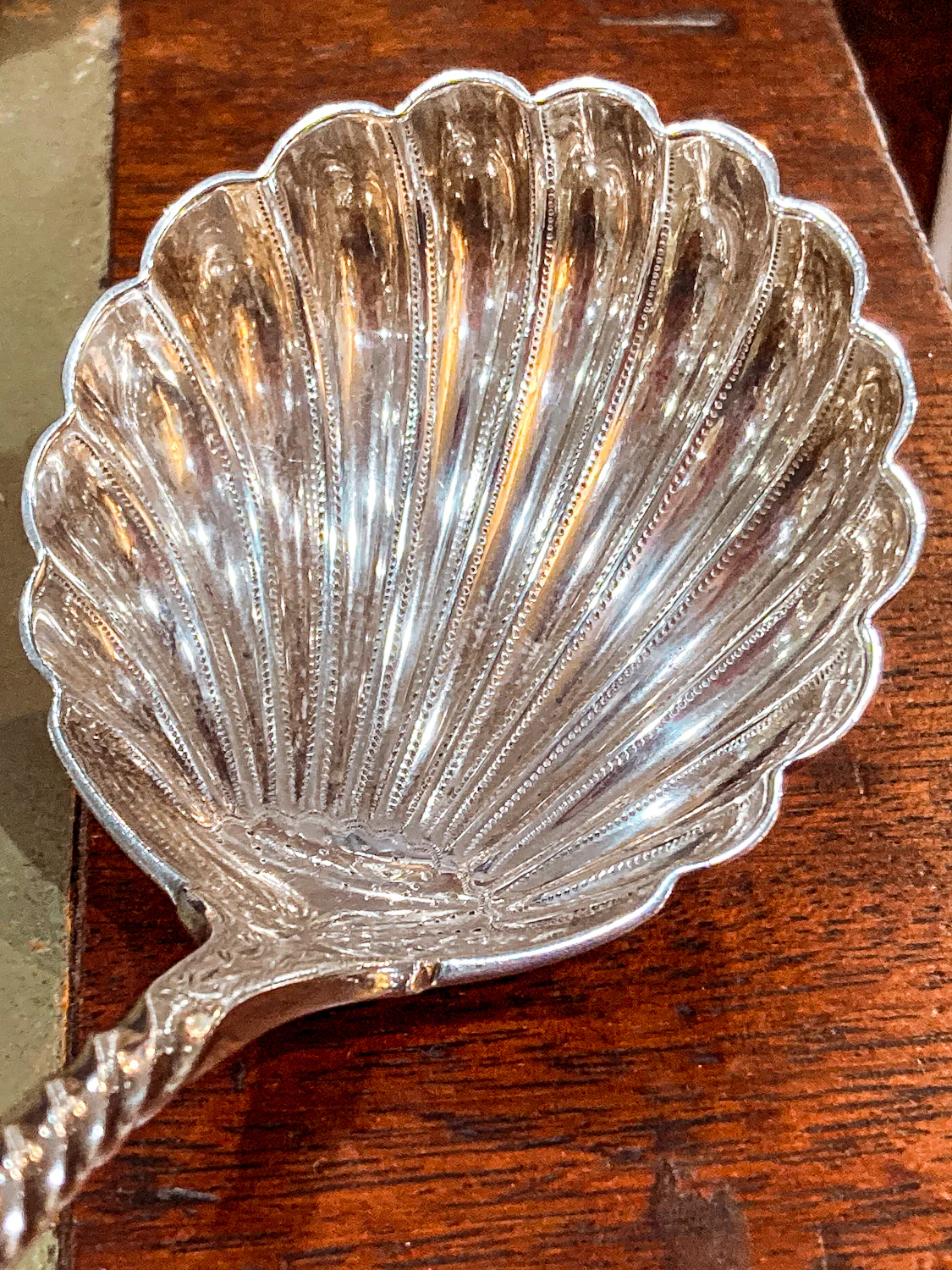 Antique Mid-19th Century Bailey & Co. Coin Silver Engraved Shell Ladle Spoon - Image 5