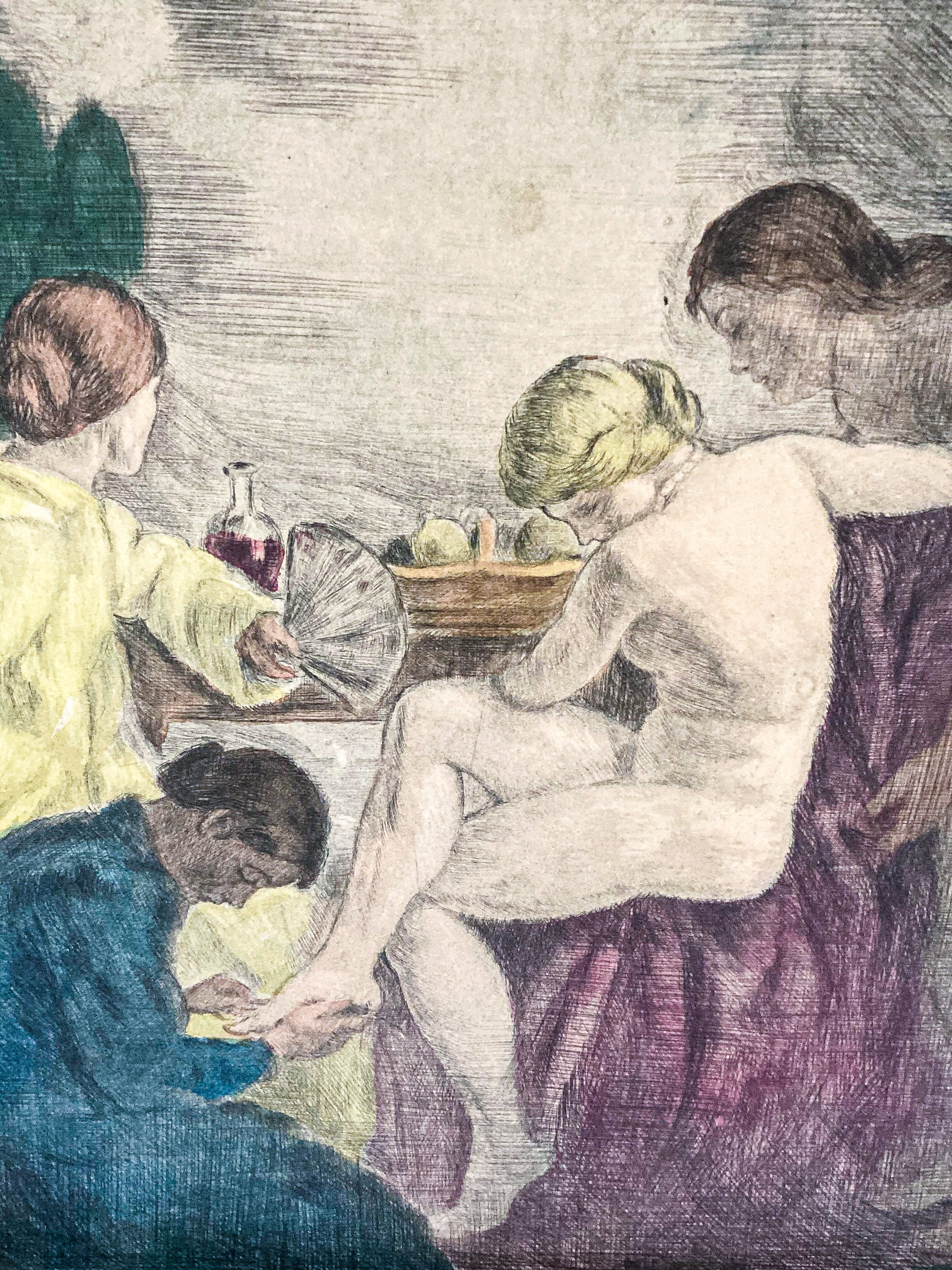 Antique Square Neoclassical Aquatint Eccentric Pedicure Framed Print - Image 6