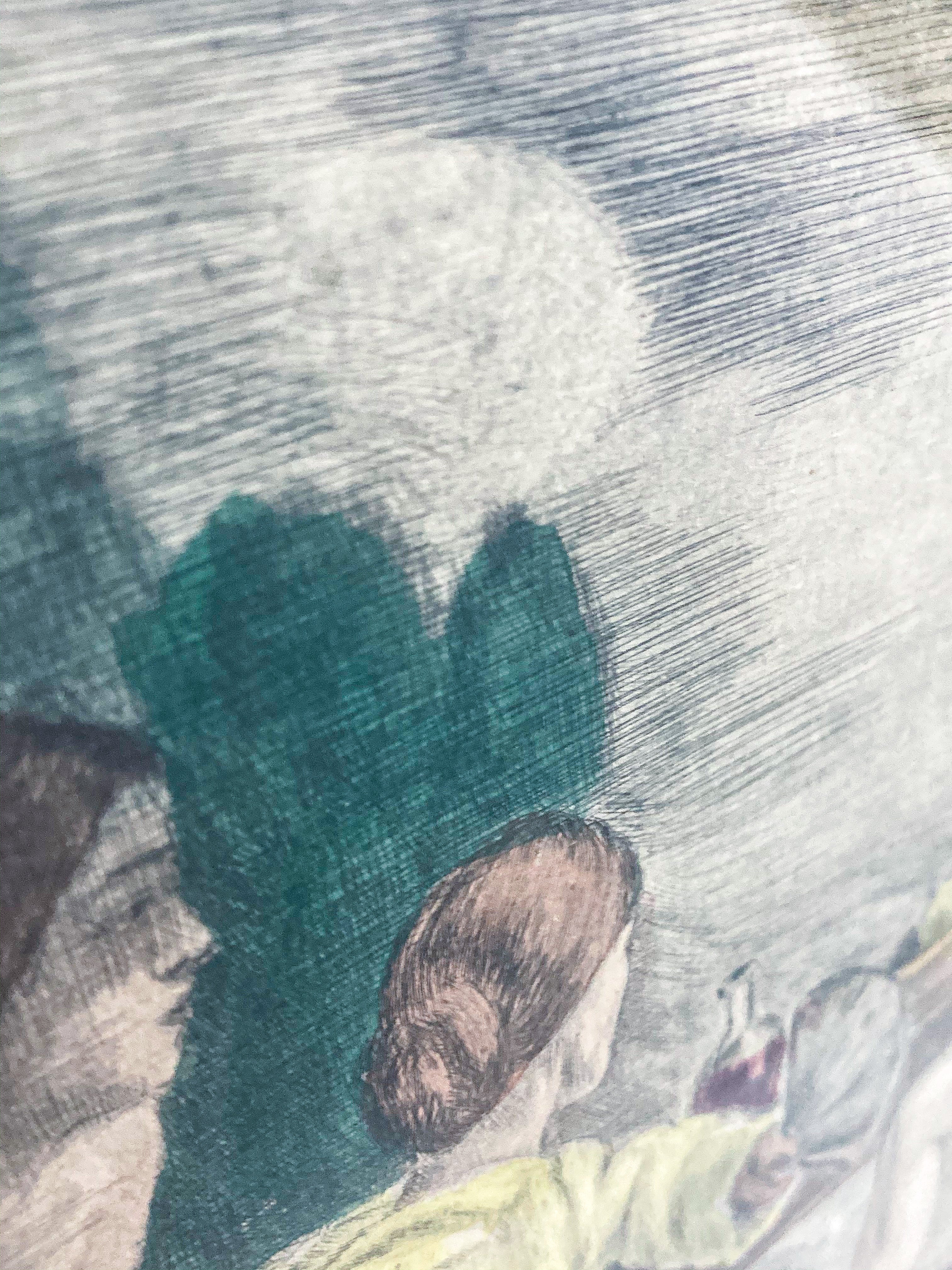 Antique Square Neoclassical Aquatint Eccentric Pedicure Framed Print - Image 9