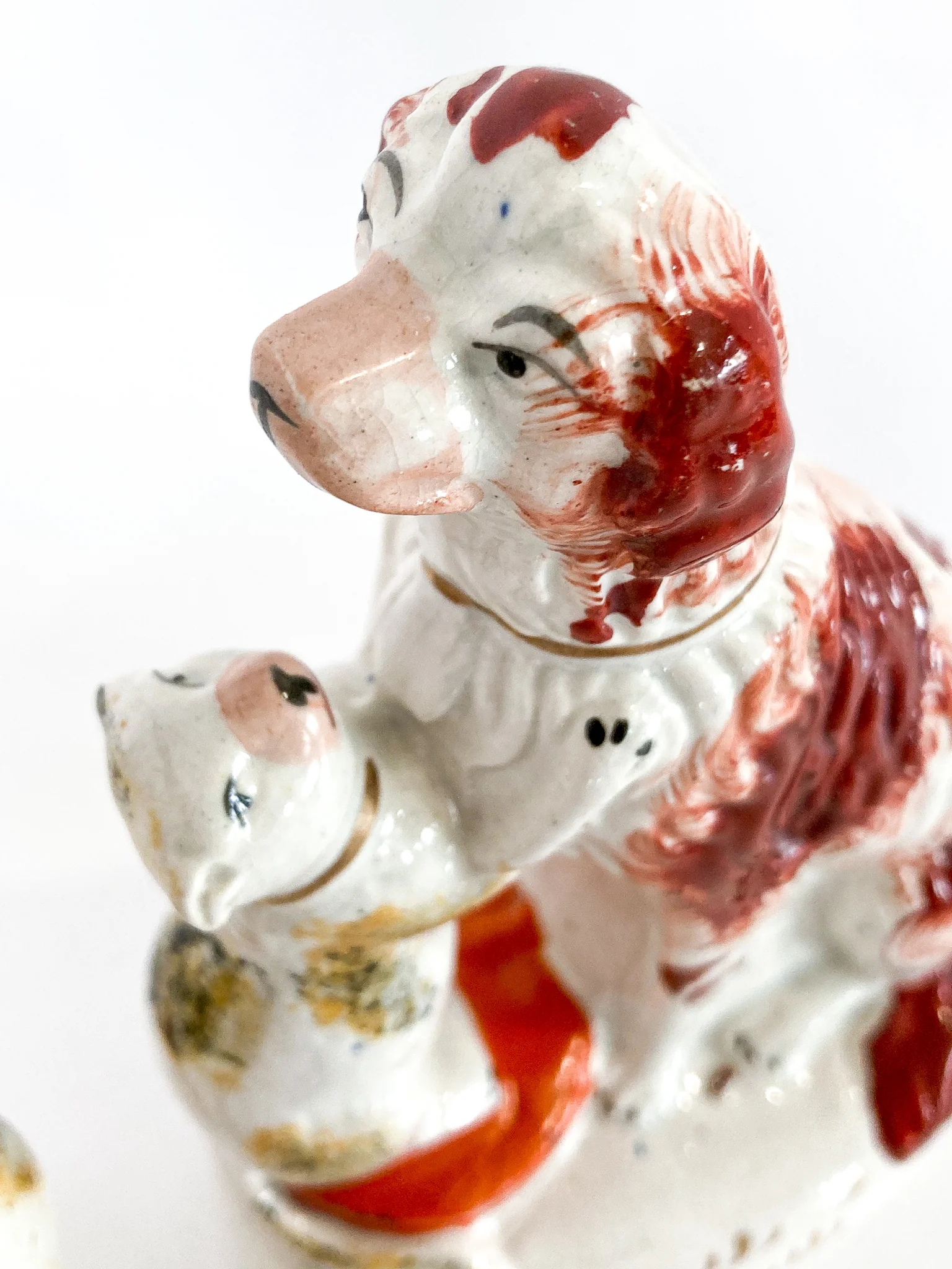Antique Pair Rare Staffordshire Cat and Spaniel Dog Porcelain Figurines - Image 12