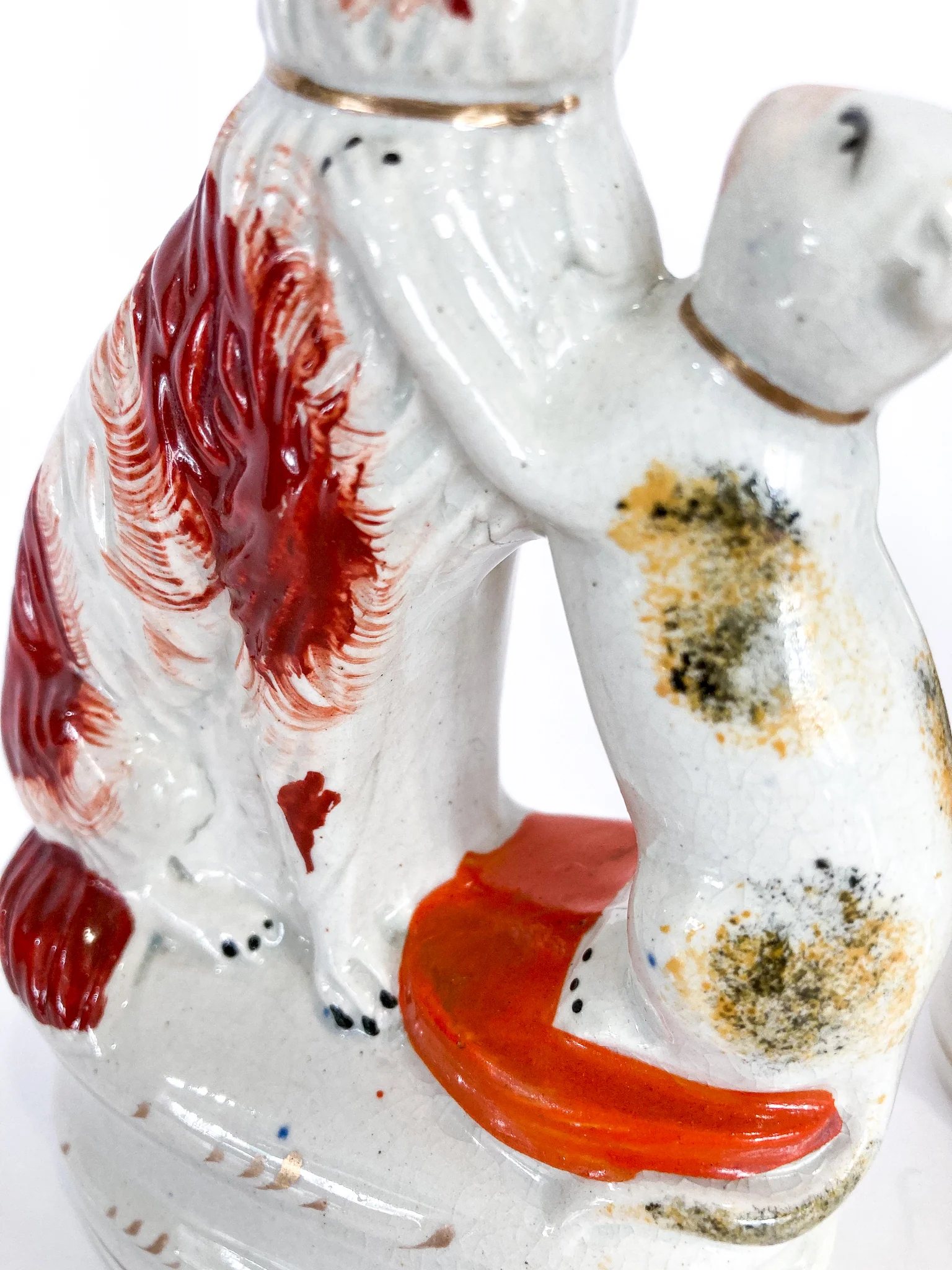 Antique Pair Rare Staffordshire Cat and Spaniel Dog Porcelain Figurines - Image 14