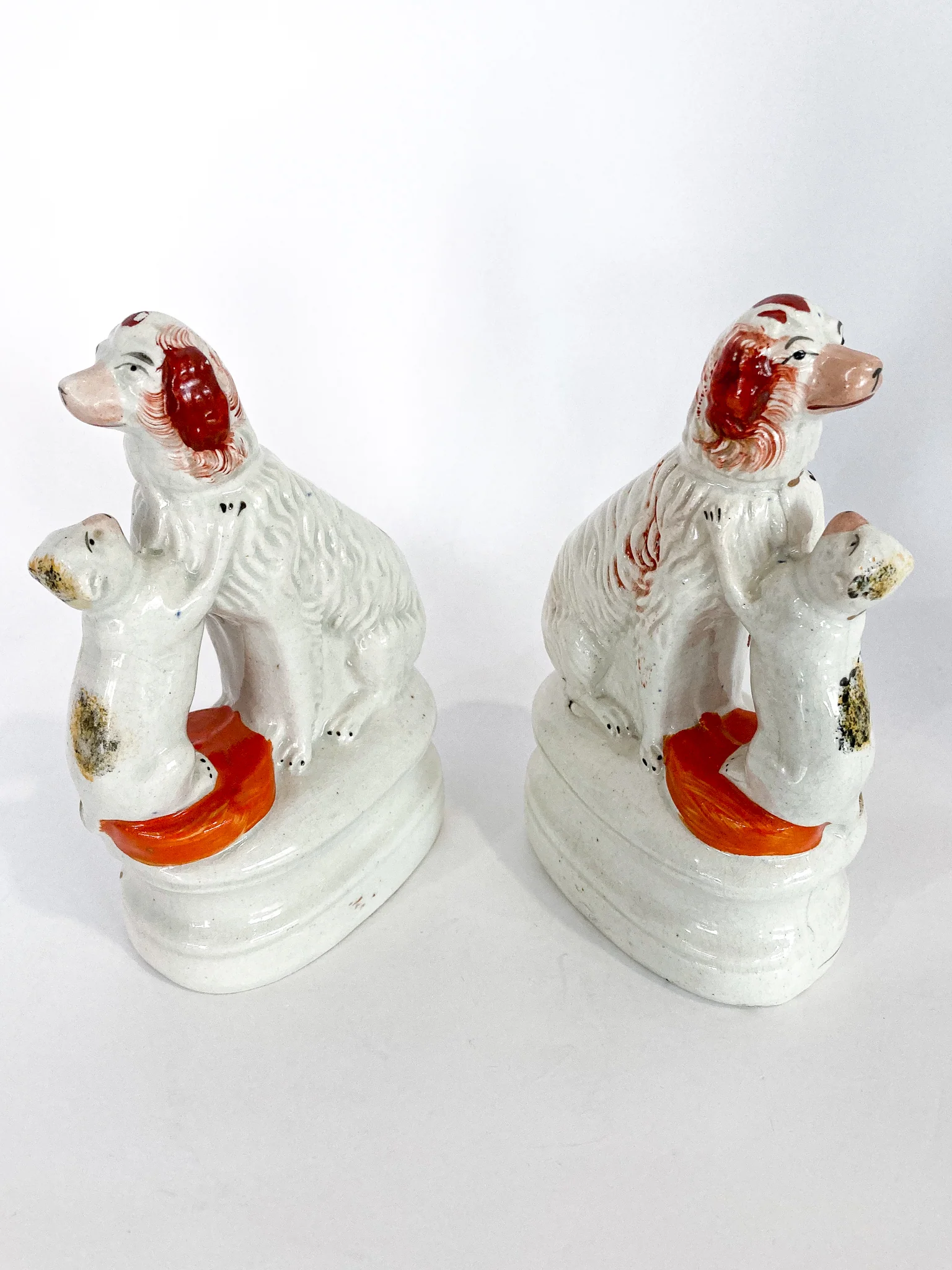 Antique Pair Rare Staffordshire Cat and Spaniel Dog Porcelain Figurines - Image 15