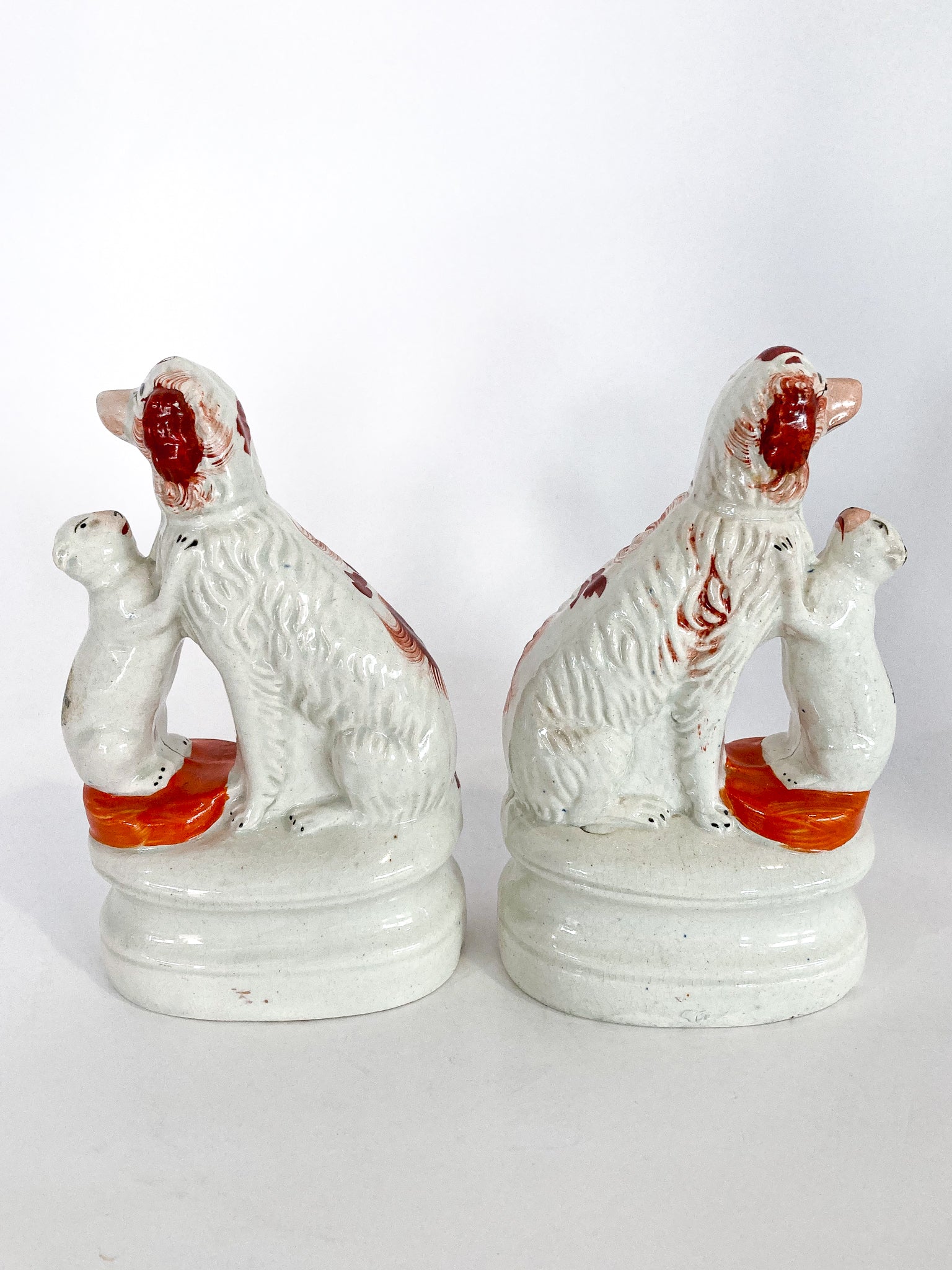 Antique Pair Rare Staffordshire Cat and Spaniel Dog Porcelain Figurines - Image 16